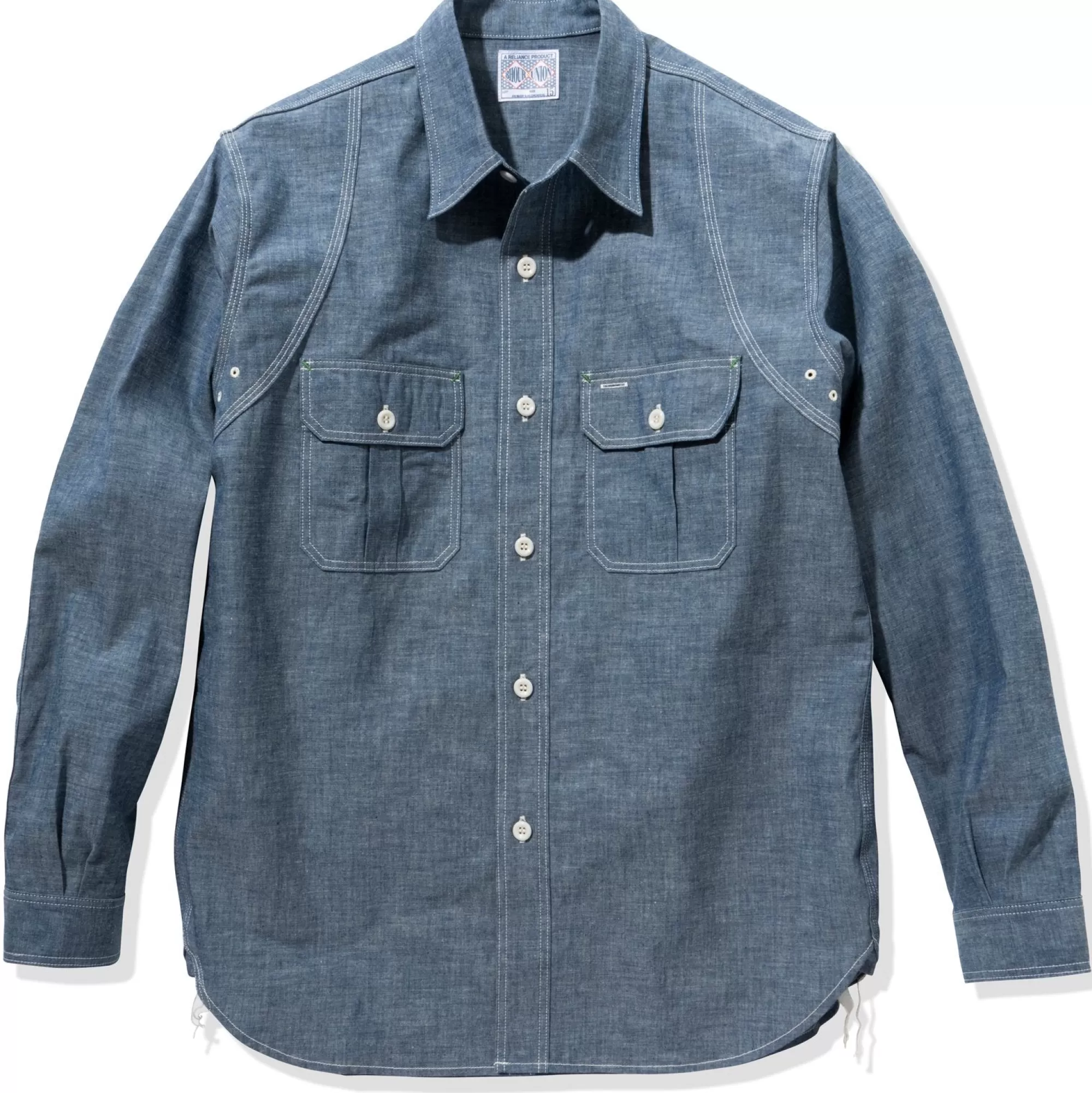 The Real McCoy's Shirts^8Hu Heavy Duty Chambray Work Shirt Light Blue