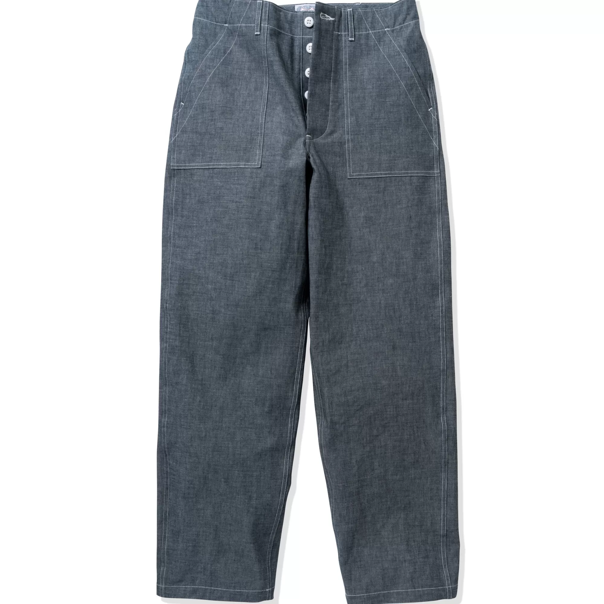 The Real McCoy's Pants^8Hu Light Chambray Utility Trousers Light Blue