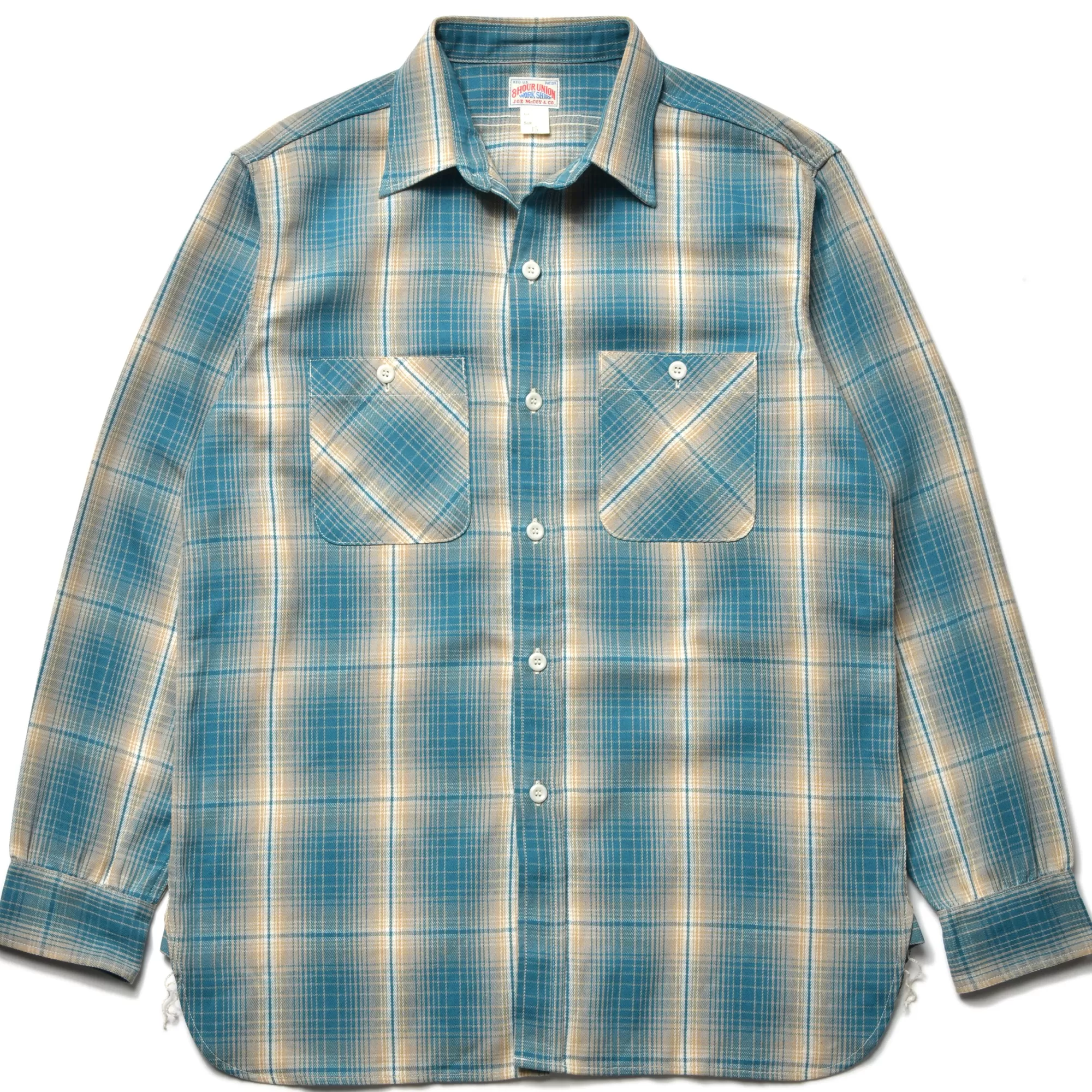 The Real McCoy's Shirts^8Hu Ombre Check Summer Flannel Shirt 112 Turquoise