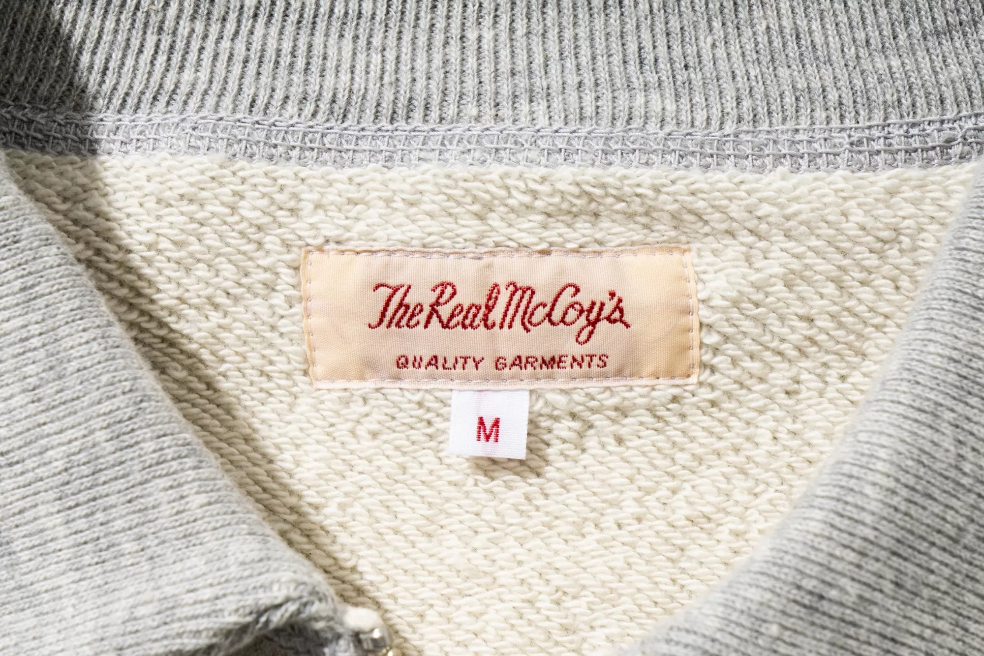 The Real McCoy's Sweatshirts^9Oz. Loopwheel Quarter-Zip Sweatshirt 028 Ash Grey