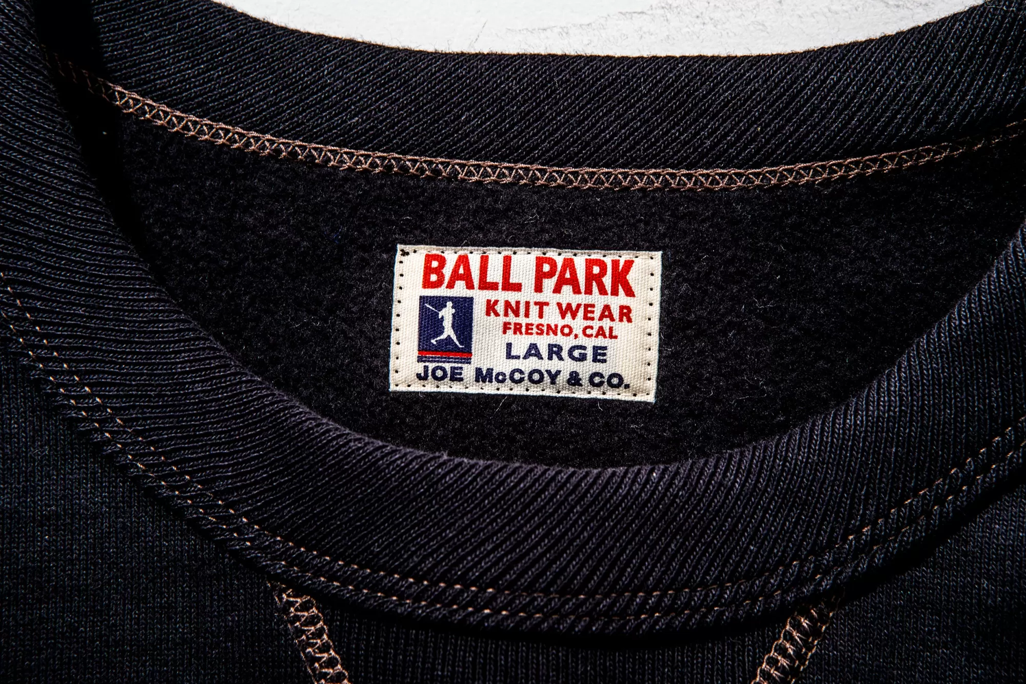 The Real McCoy's Sweatshirts^Ball Park Crewneck Sweatshirt 030 Black