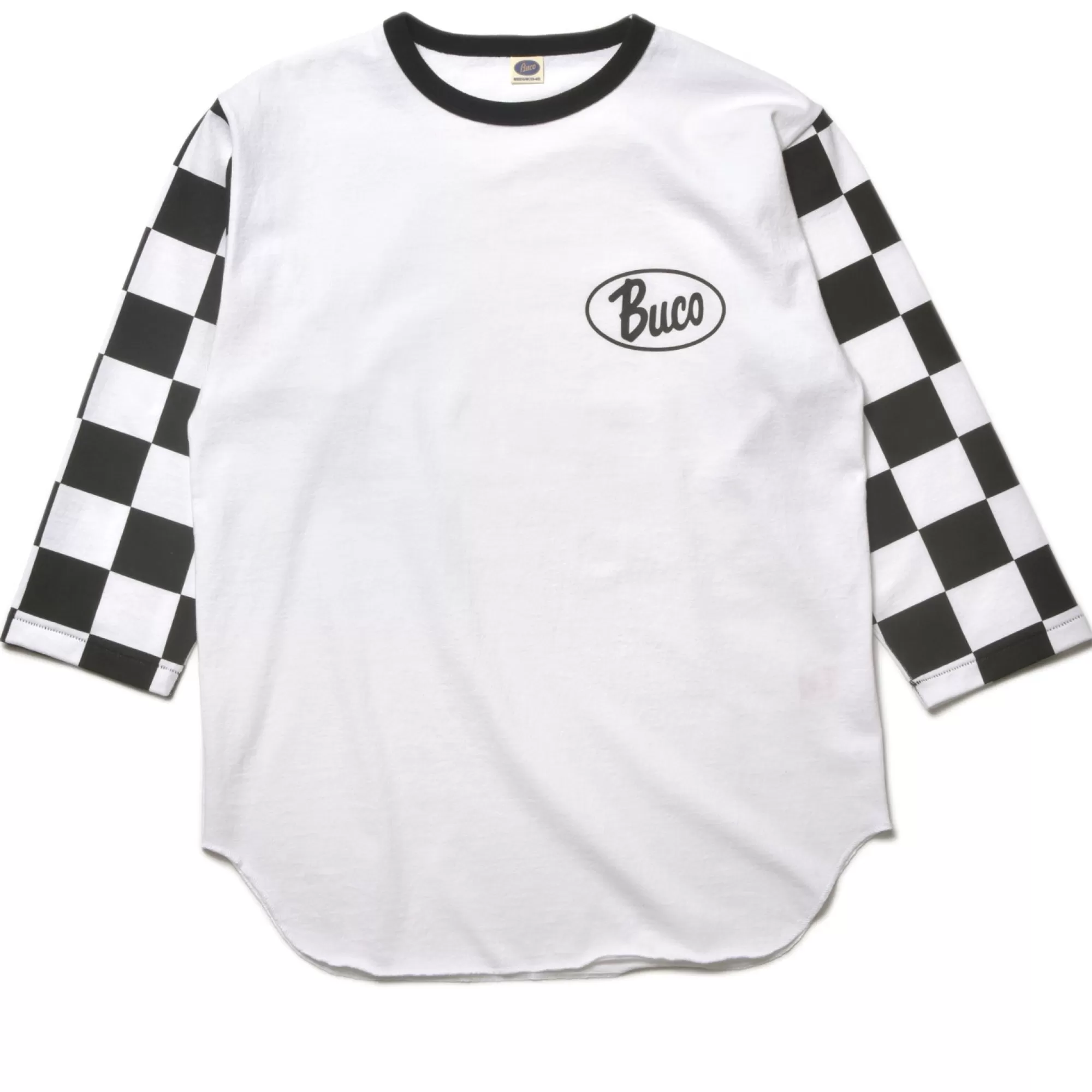 The Real McCoy's Print T-Shirts^Buco Baseball Tee/Oval Logo (Checkered) White