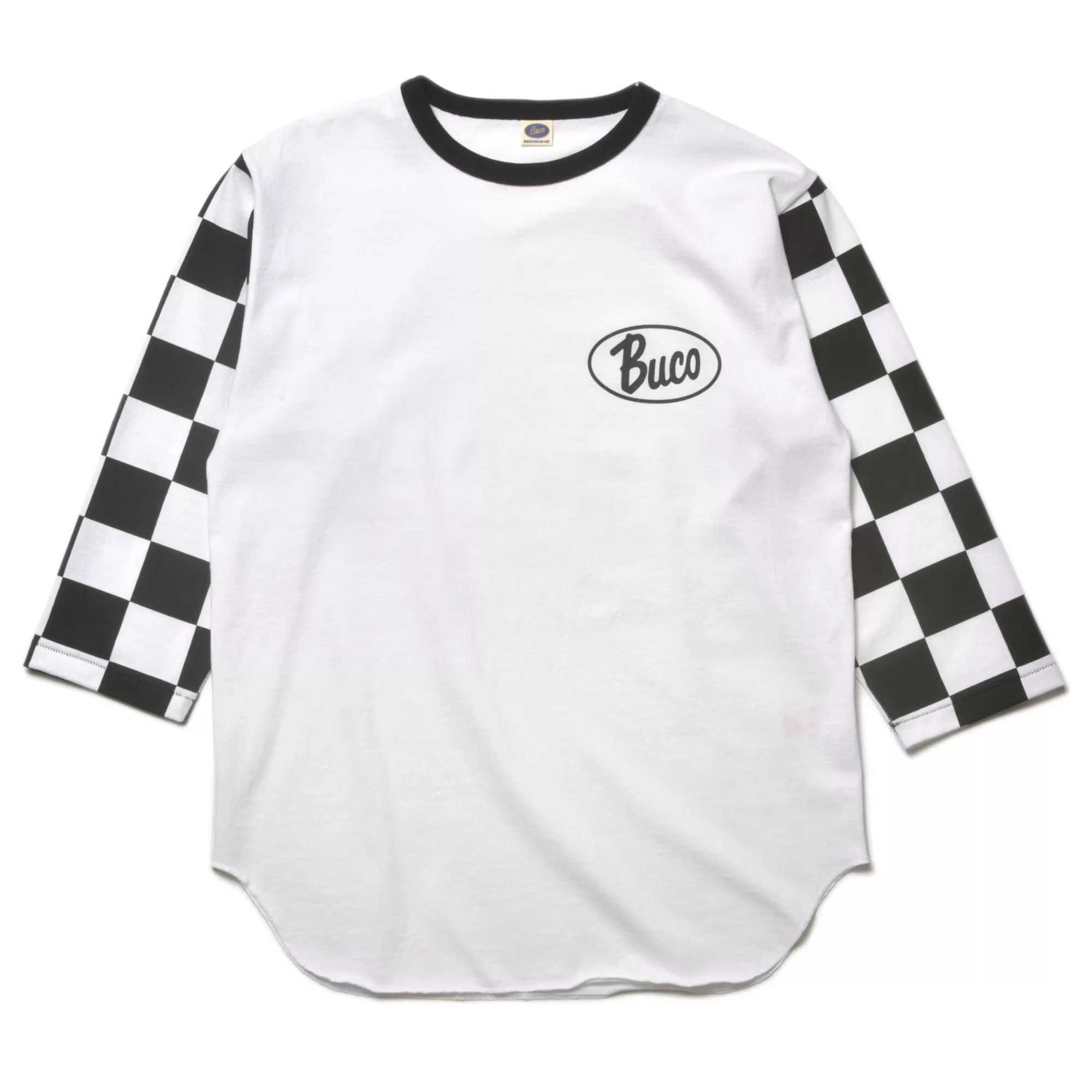 The Real McCoy's Print T-Shirts^Buco Baseball Tee/Oval Logo (Checkered) White