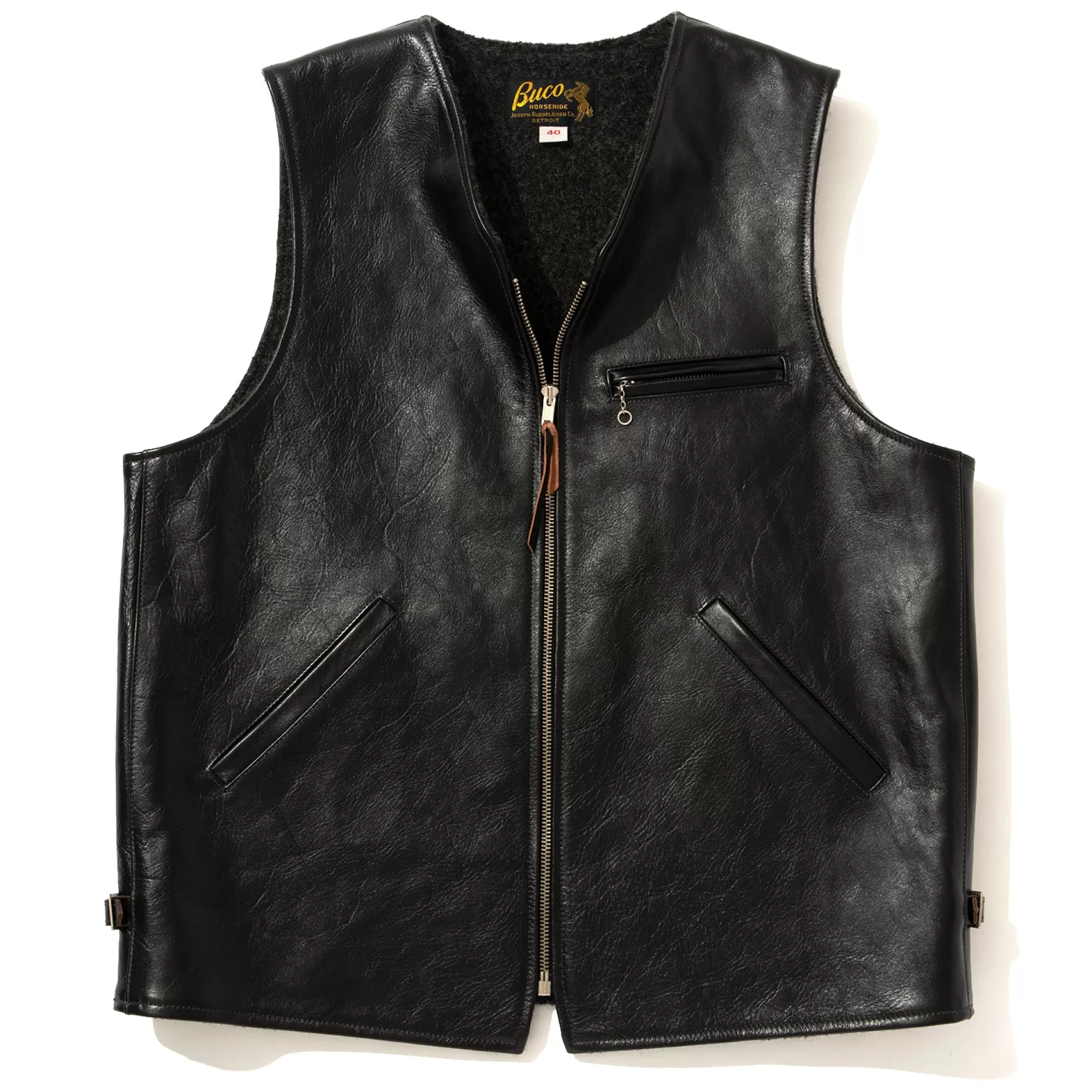 The Real McCoy's Leather^Buco Leather Alpaca Vest 030 Black