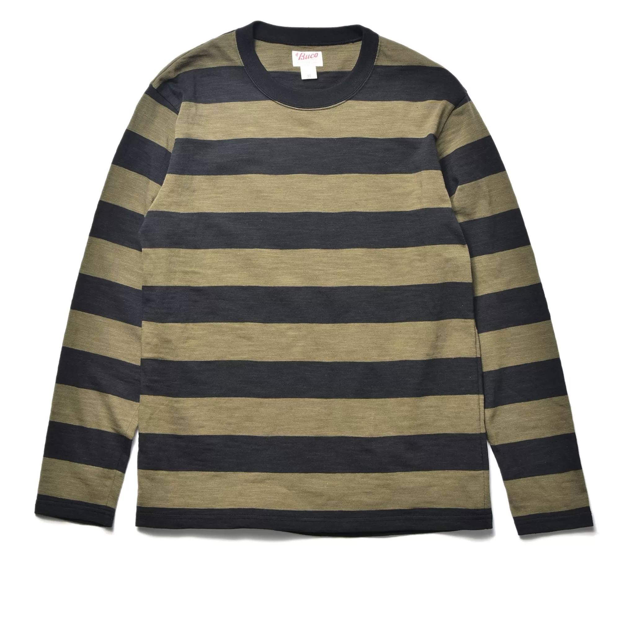 The Real McCoy's T-Shirts^Buco Stripe Tee L/S 150 Olive