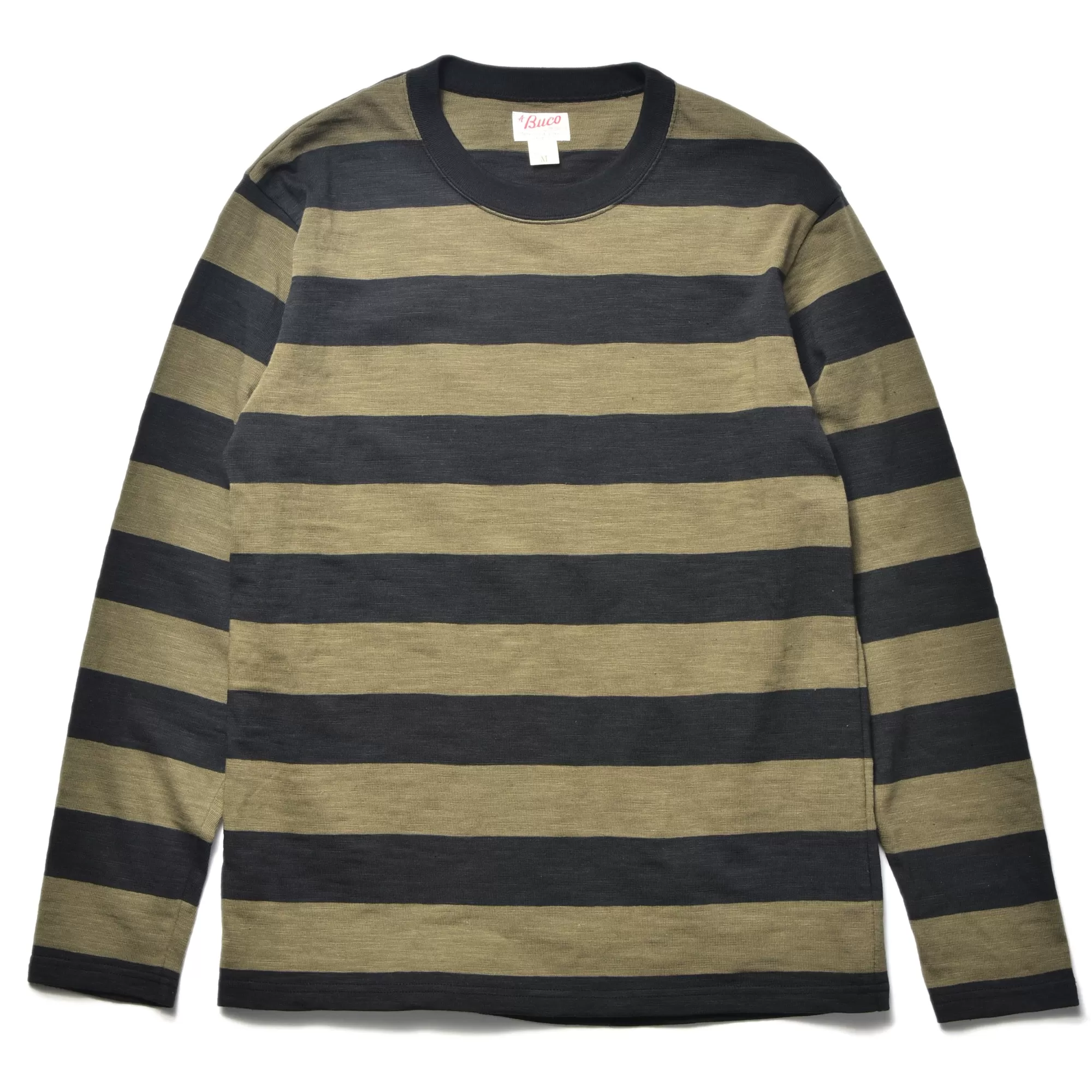 The Real McCoy's T-Shirts^Buco Stripe Tee L/S 150 Olive