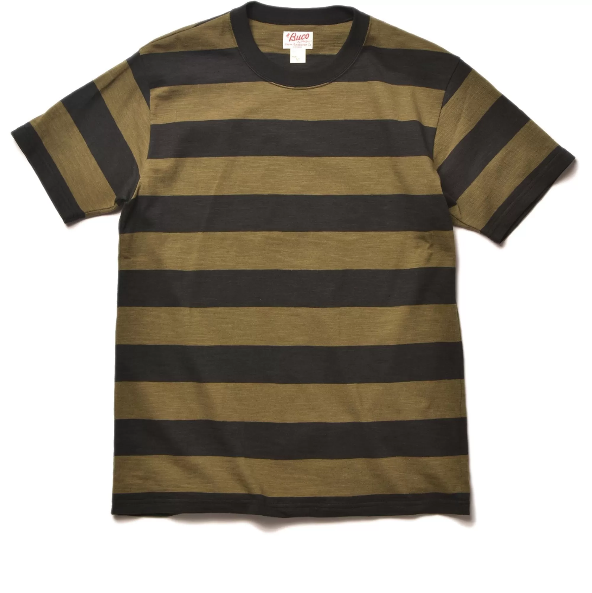 The Real McCoy's T-Shirts^Buco Stripe Tee S/S 150 Olive