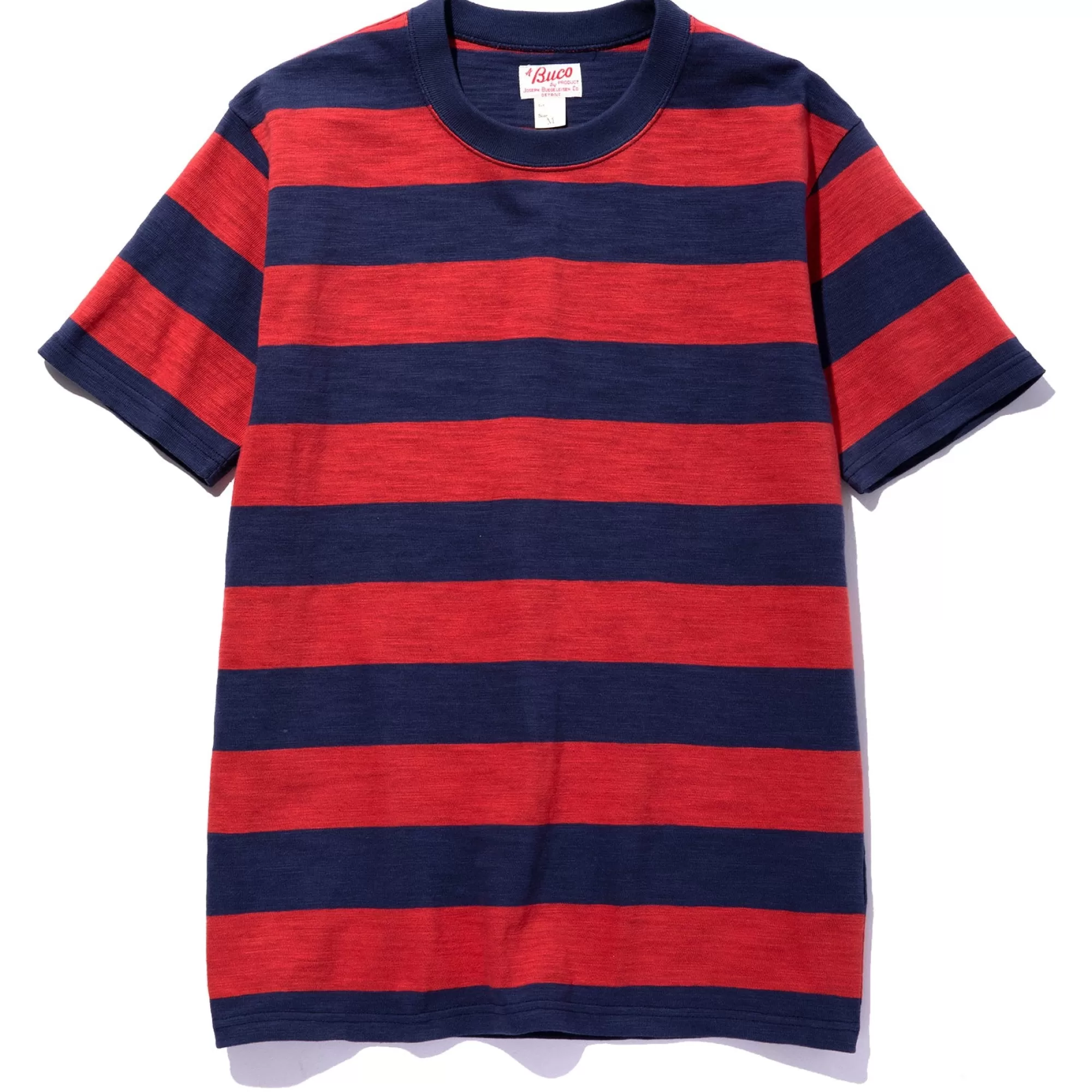 The Real McCoy's T-Shirts^Buco Stripe Tee S/S 309 Red/Navy