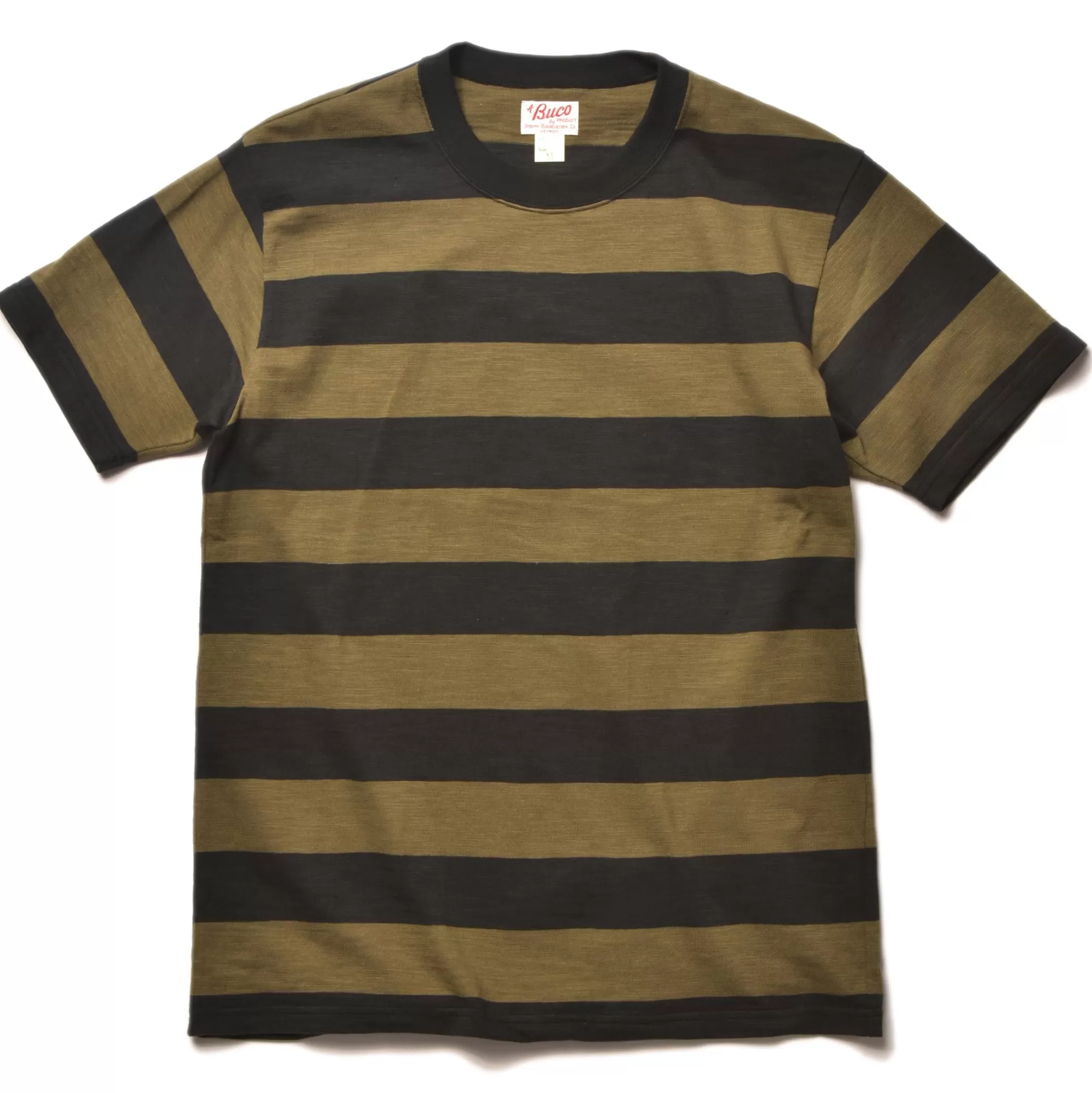 The Real McCoy's T-Shirts^Buco Stripe Tee S/S 150 Olive