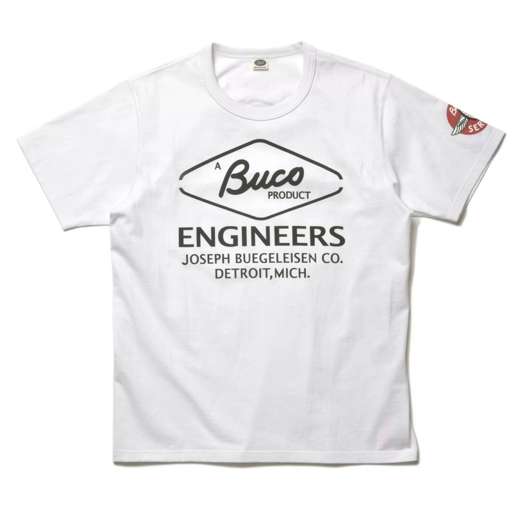 The Real McCoy's Print T-Shirts^Buco Tee/Engineers White