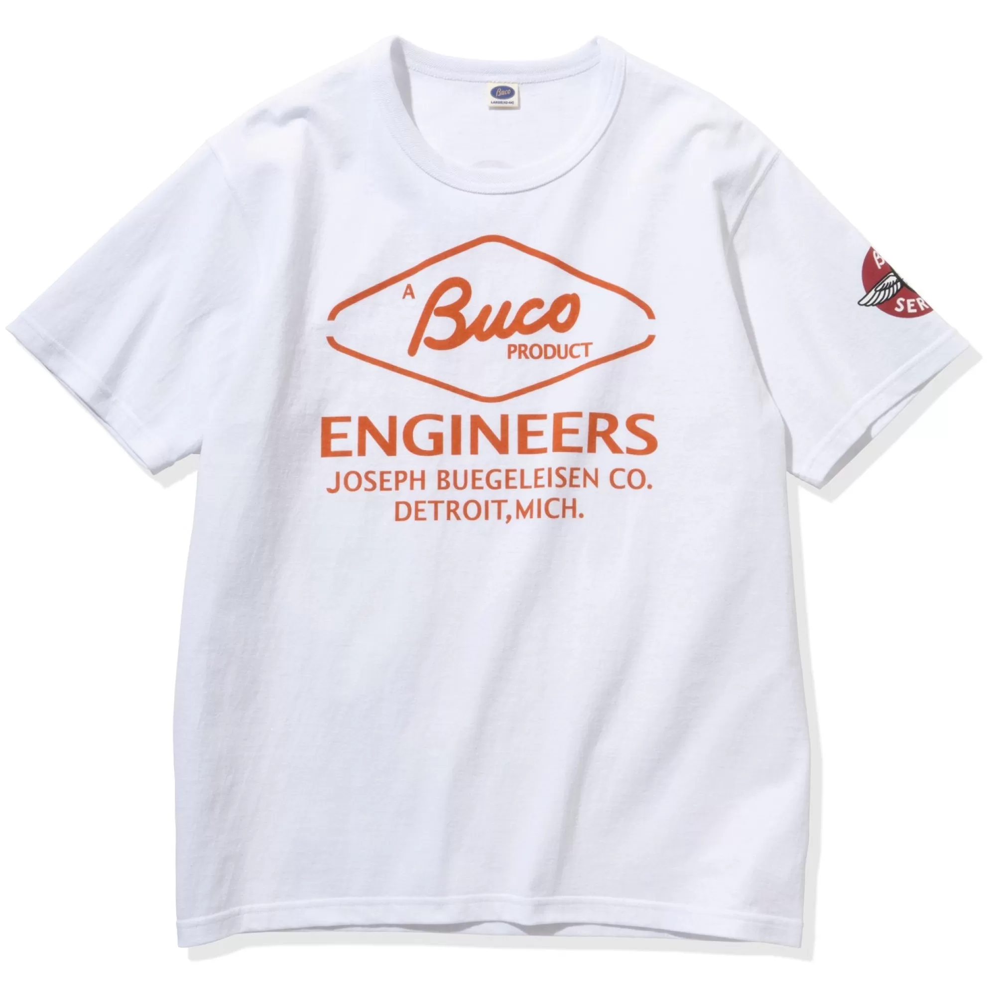 The Real McCoy's Print T-Shirts^Buco Tee/Engineers White