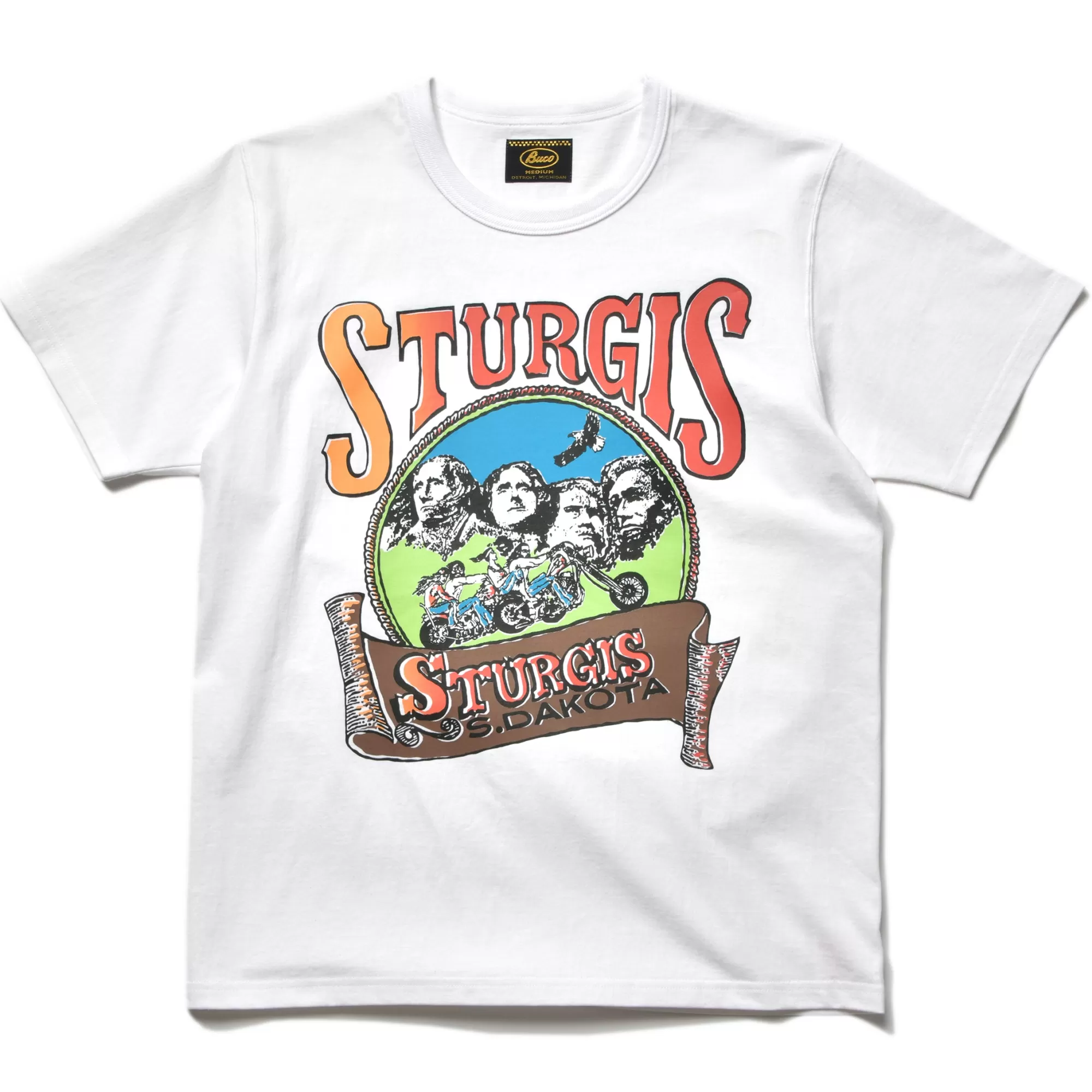 The Real McCoy's Print T-Shirts^Buco Tee/Sturgis 010 White