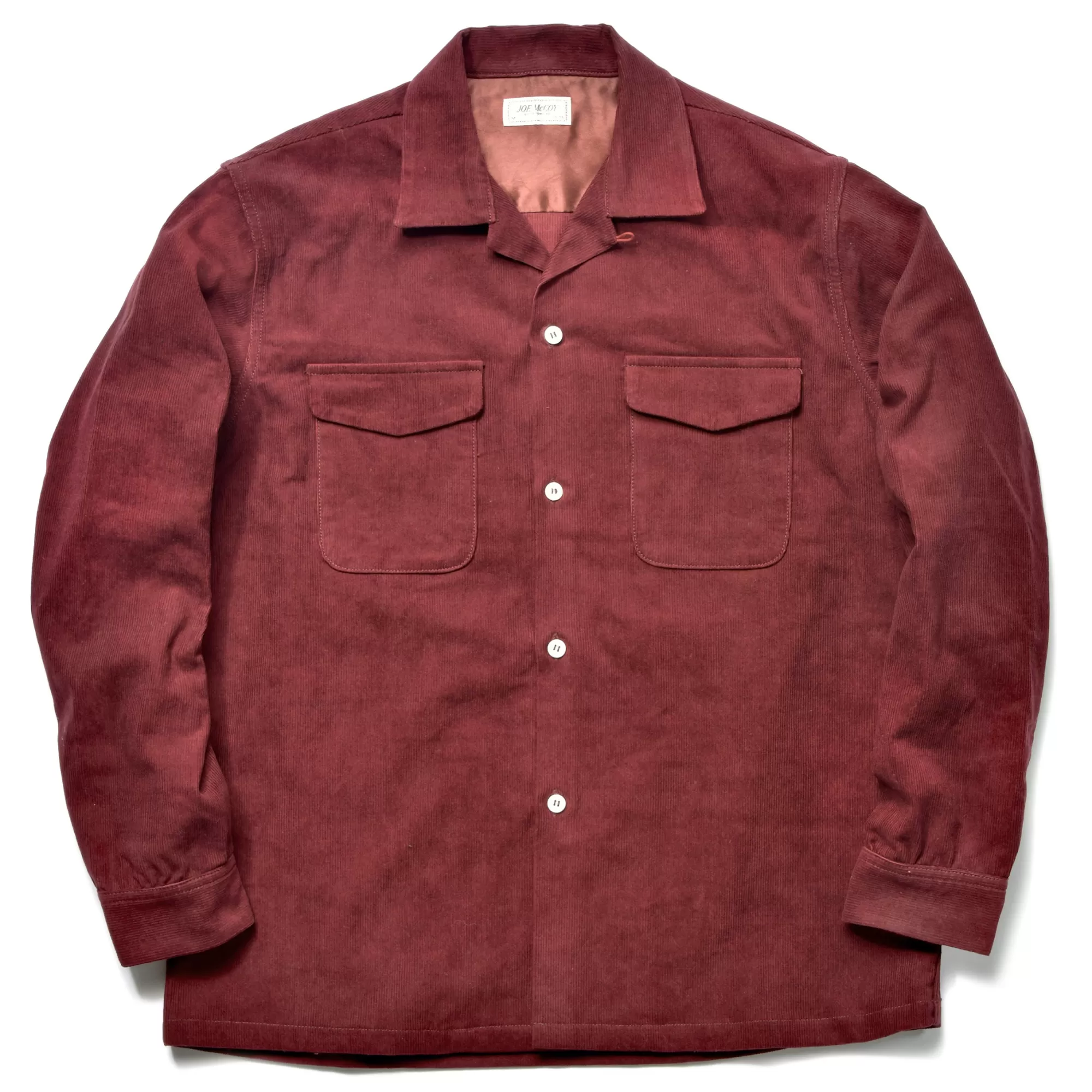 The Real McCoy's Shirts^Corduroy Open Collar Shirt 100 BURGUNDY