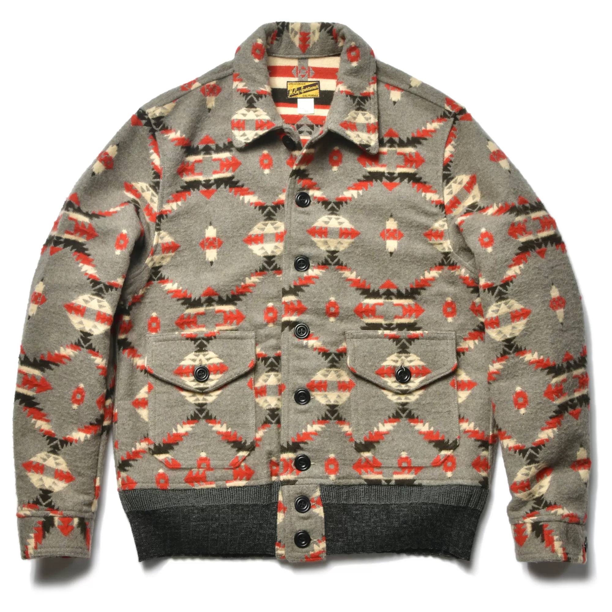 The Real McCoy's Recreation^Cotton Jacquard Blanket Jacket 020 GRAY