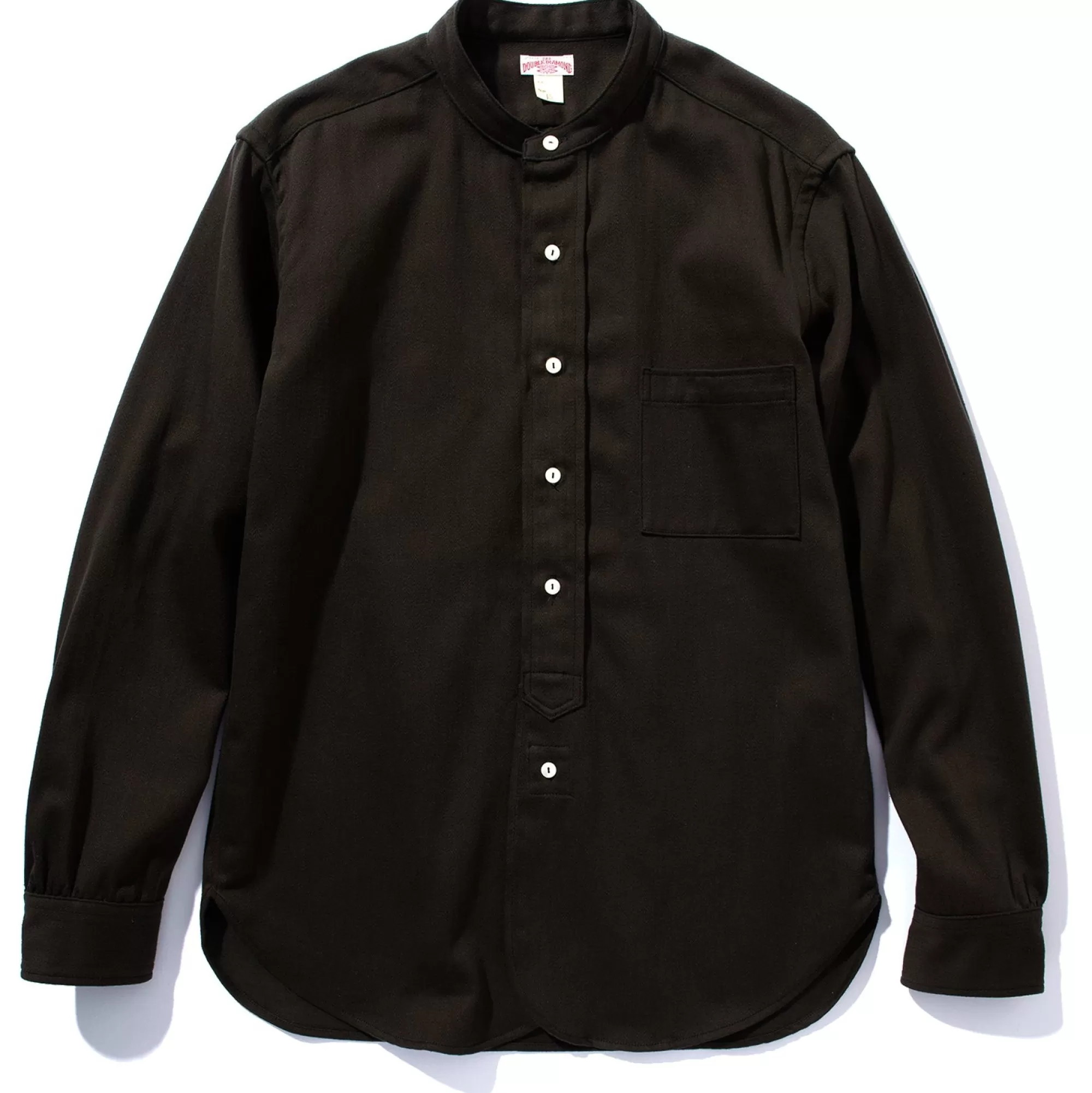 The Real McCoy's Shirts^Double Diamond Band Collar Sateen Shirt Black