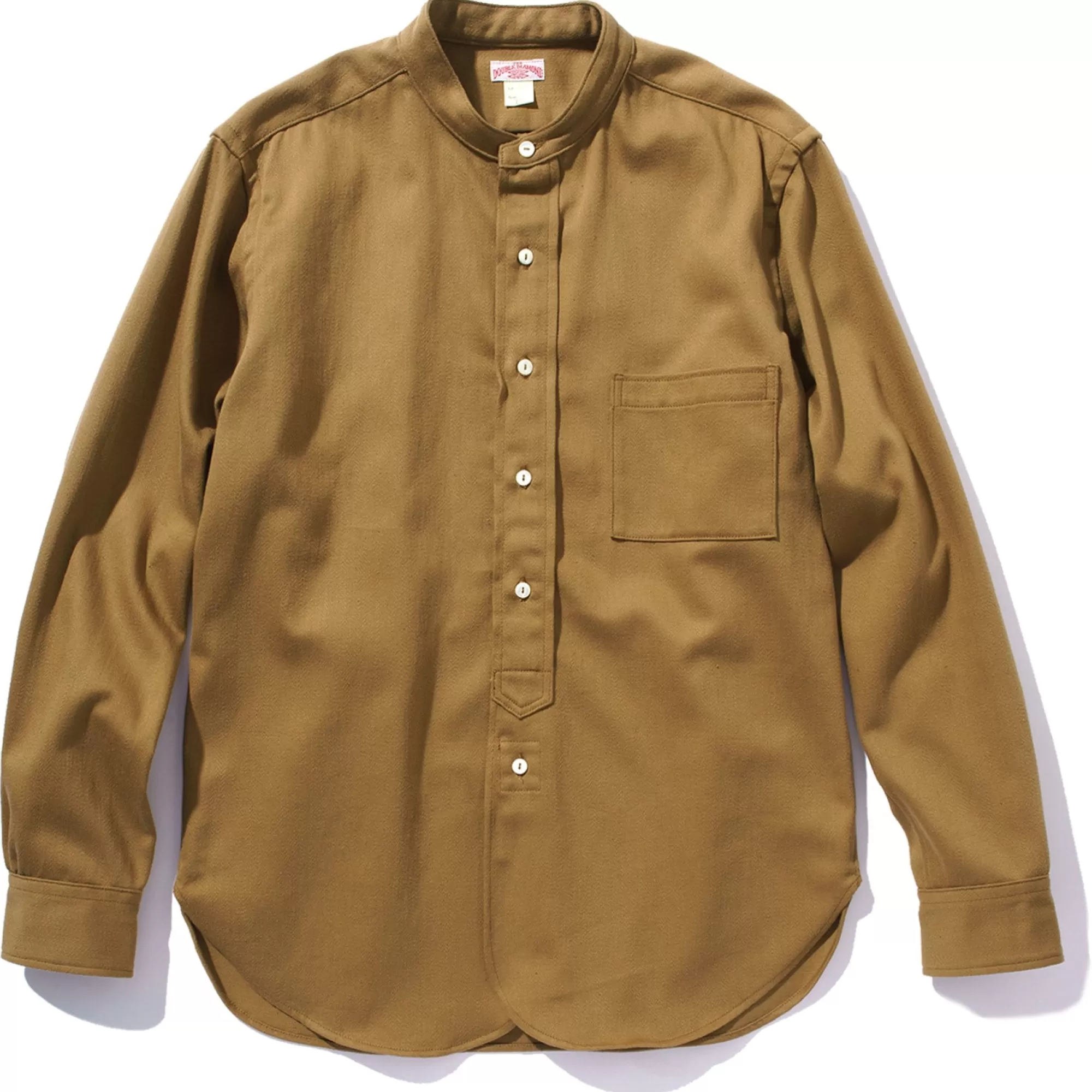 The Real McCoy's Shirts^Double Diamond Band Collar Sateen Shirt Khaki