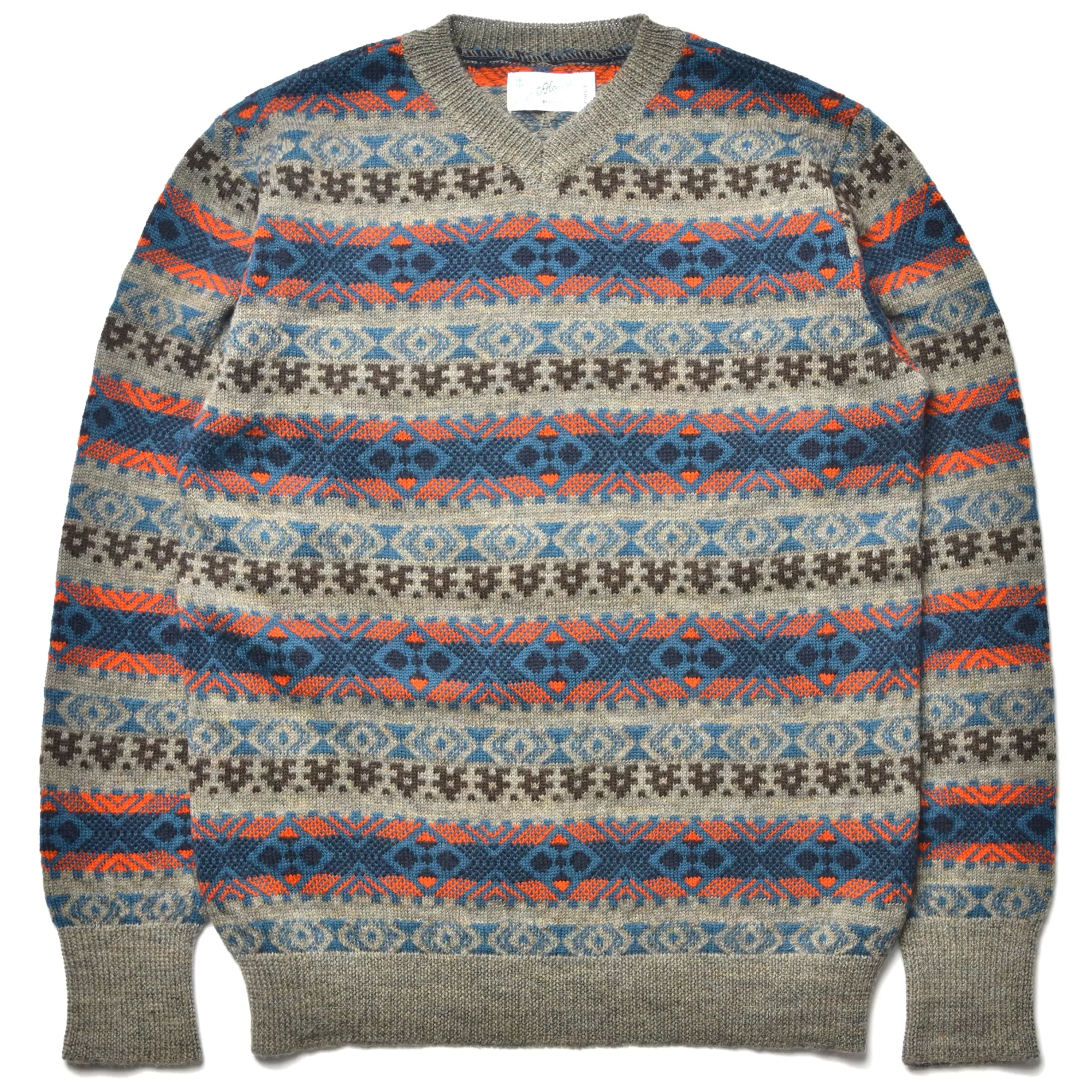 The Real McCoy's Knitwear^Fair Isle Crew Neck Sweater 020 GRAY