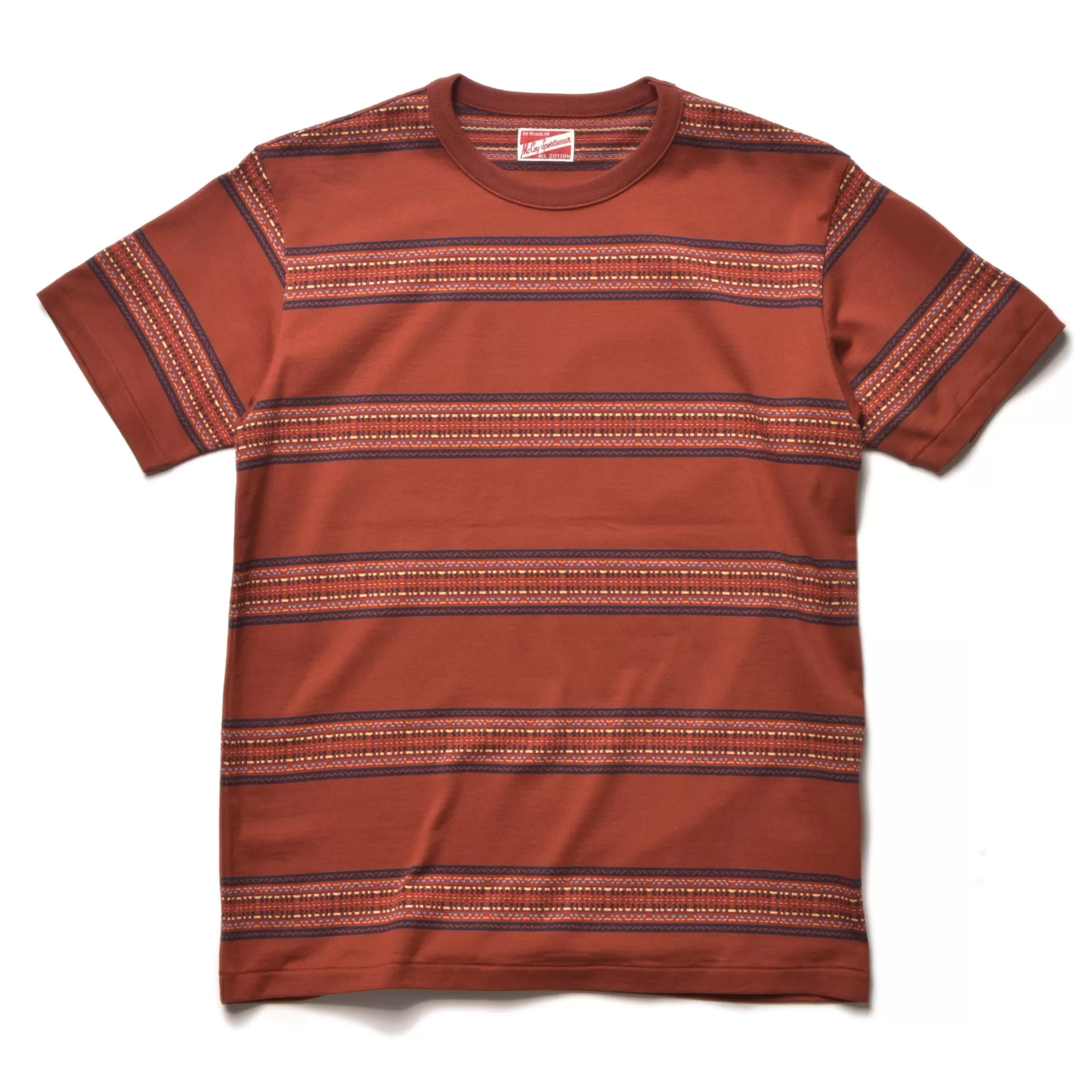 The Real McCoy's T-Shirts^Jacquard Stripe Tee 93 Brick Red