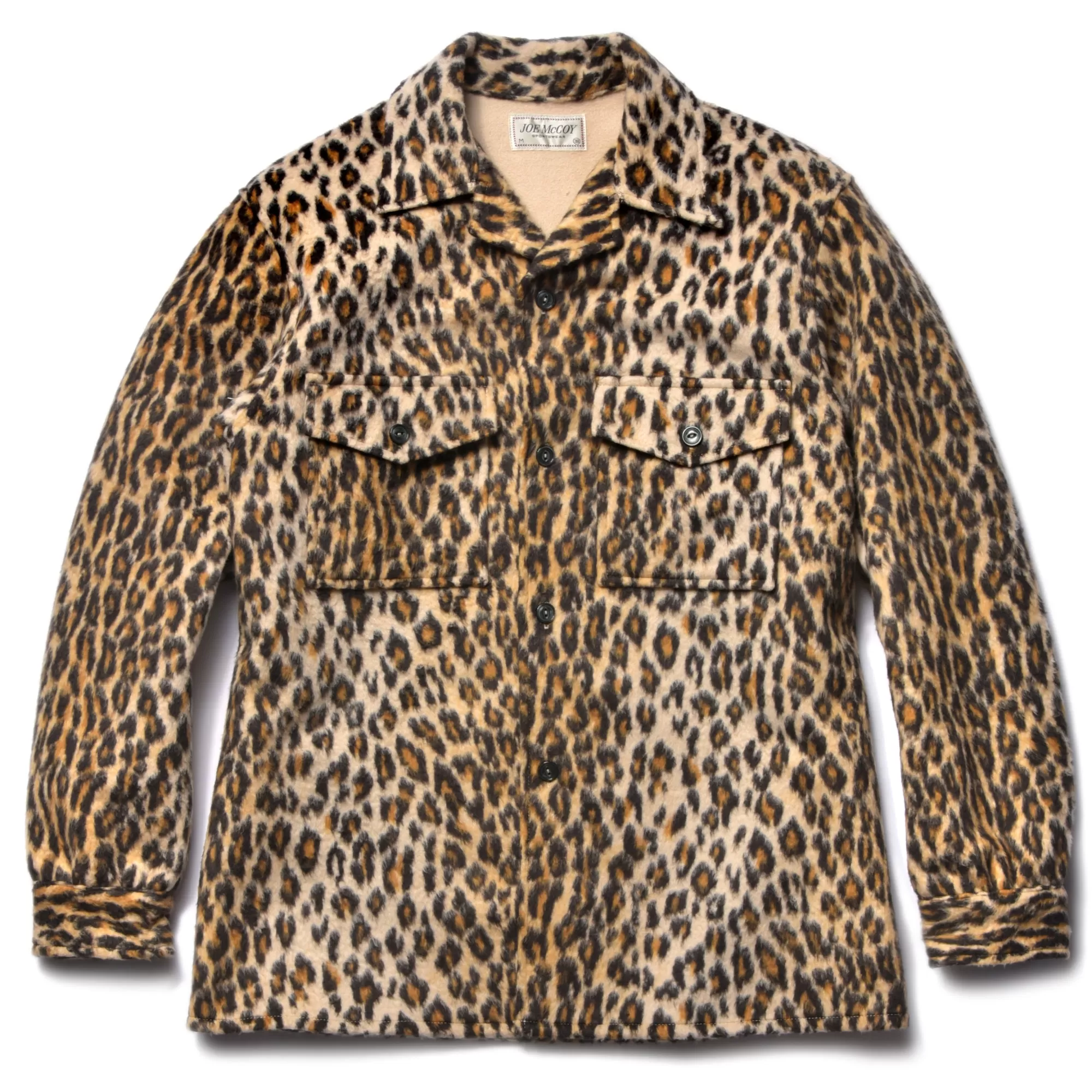 The Real McCoy's Shirts^Jm Leopard Fur Open Collar Shirt Beige