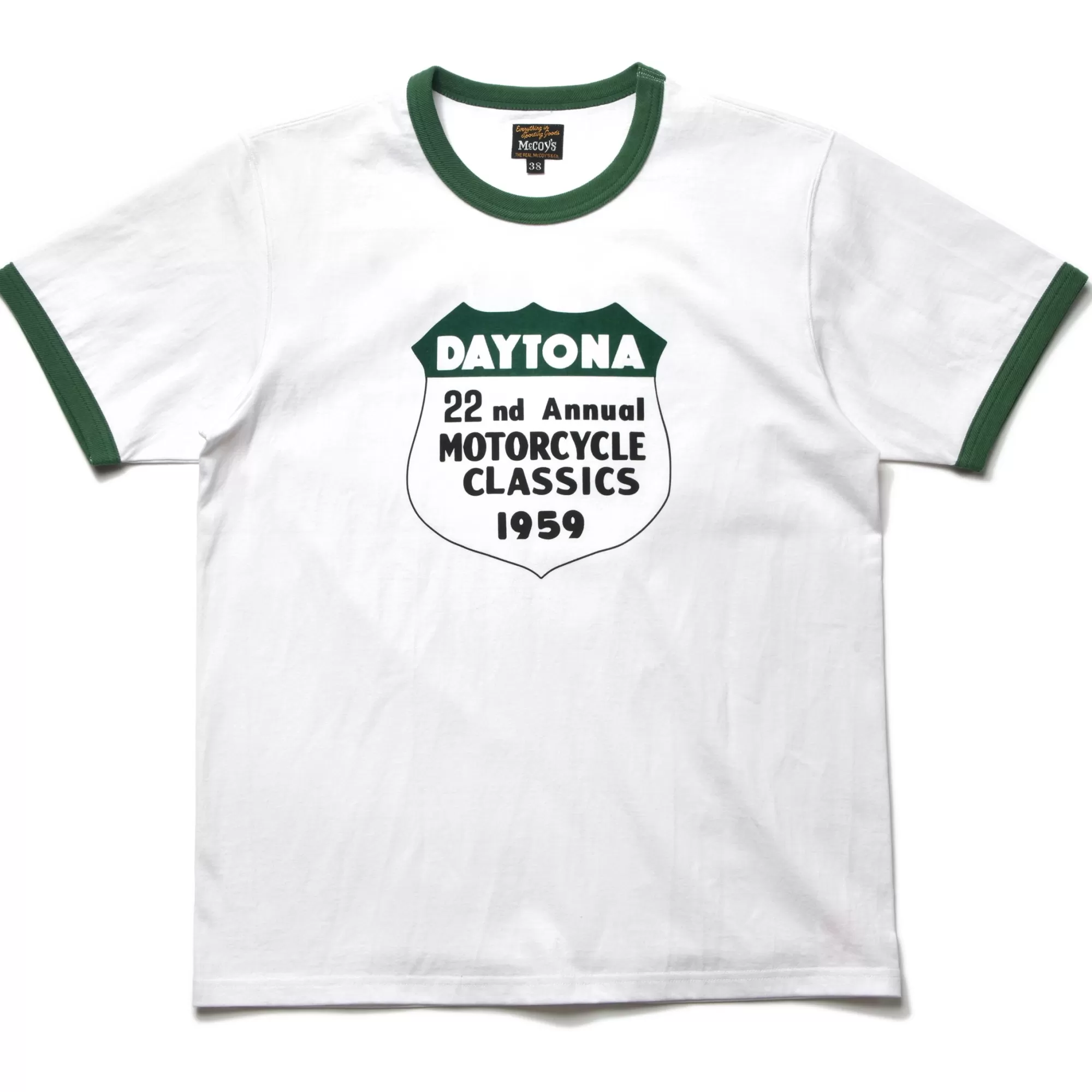 The Real McCoy's T-Shirts^Joe Mccoy Tee/Daytona 315 White/Green