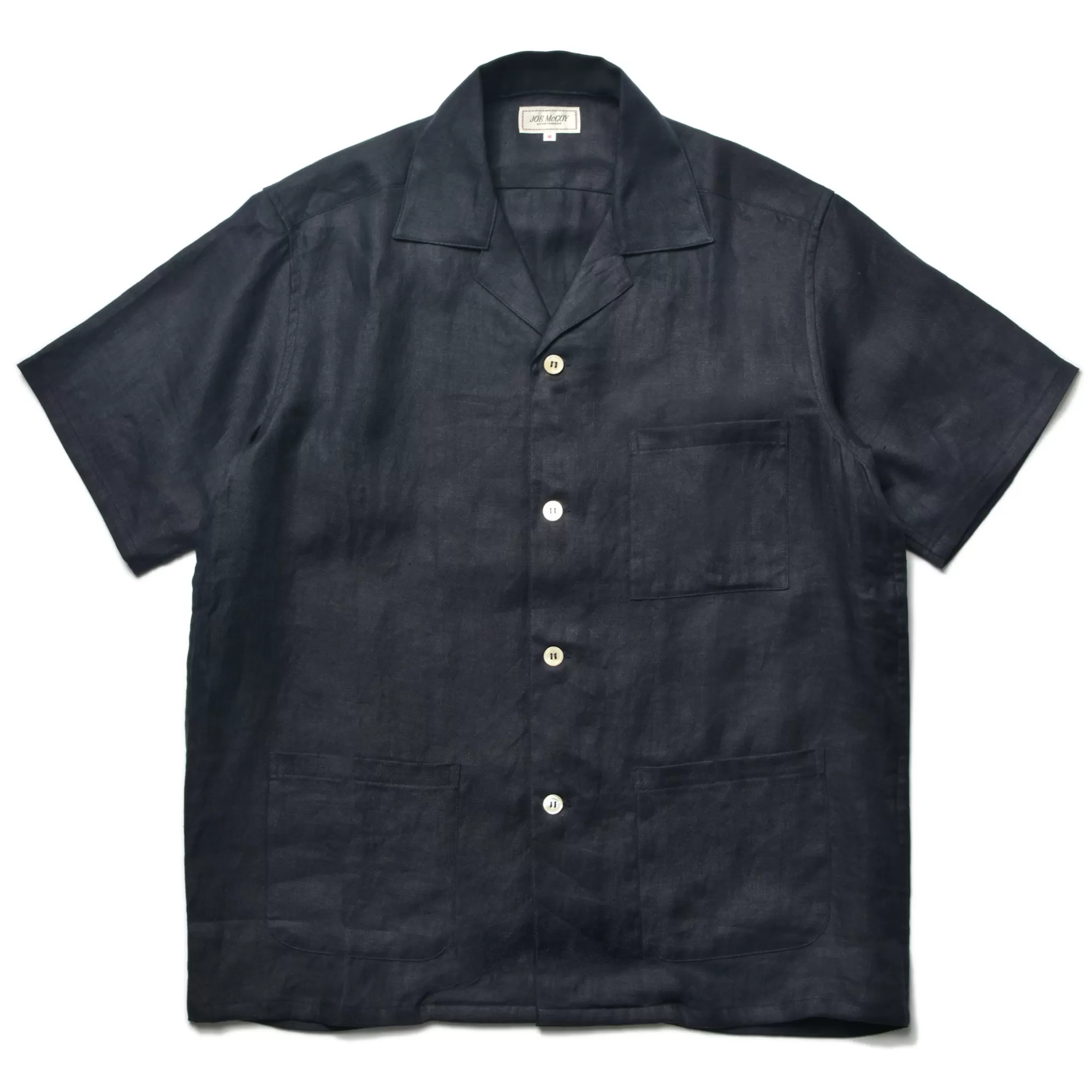 The Real McCoy's Shirts^Linen Open Collar Shirt 140 NAVY