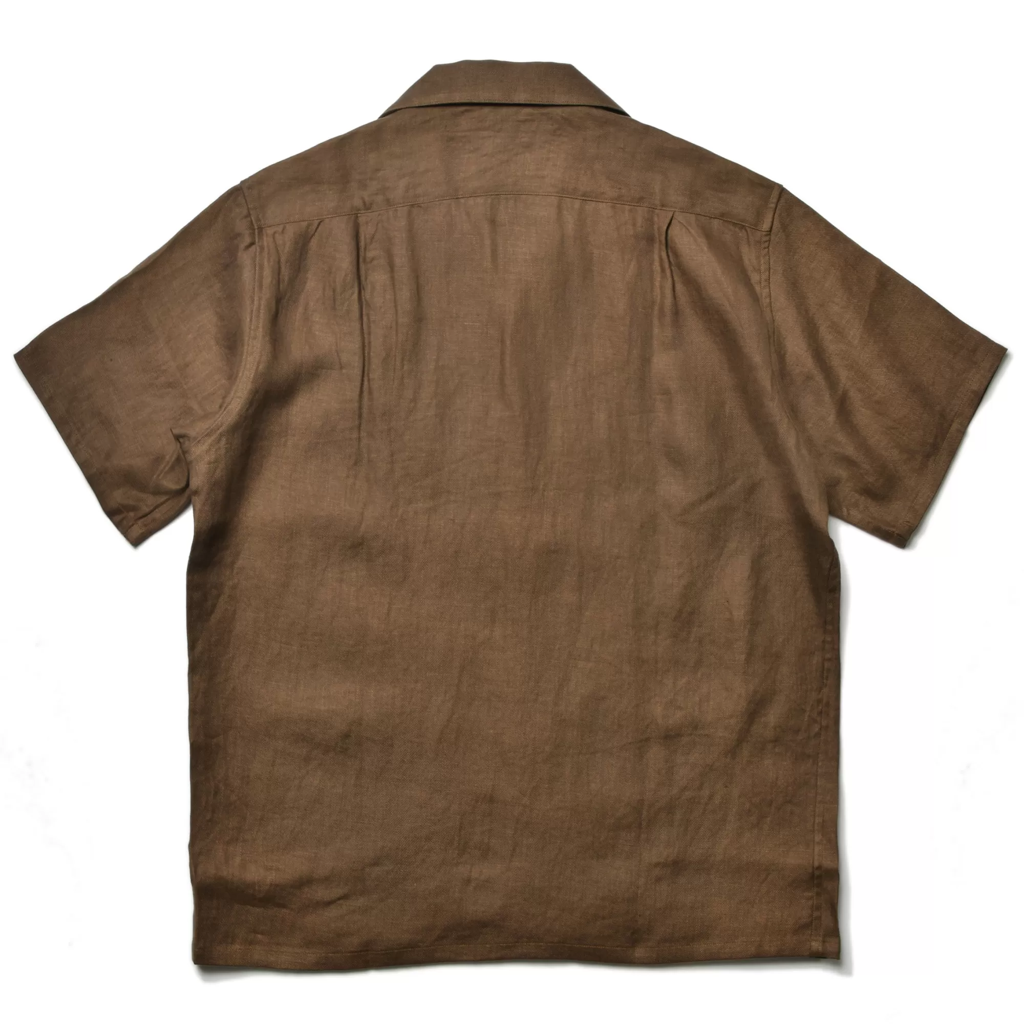 The Real McCoy's Shirts^Linen Open Collar Shirt 050 BROWN