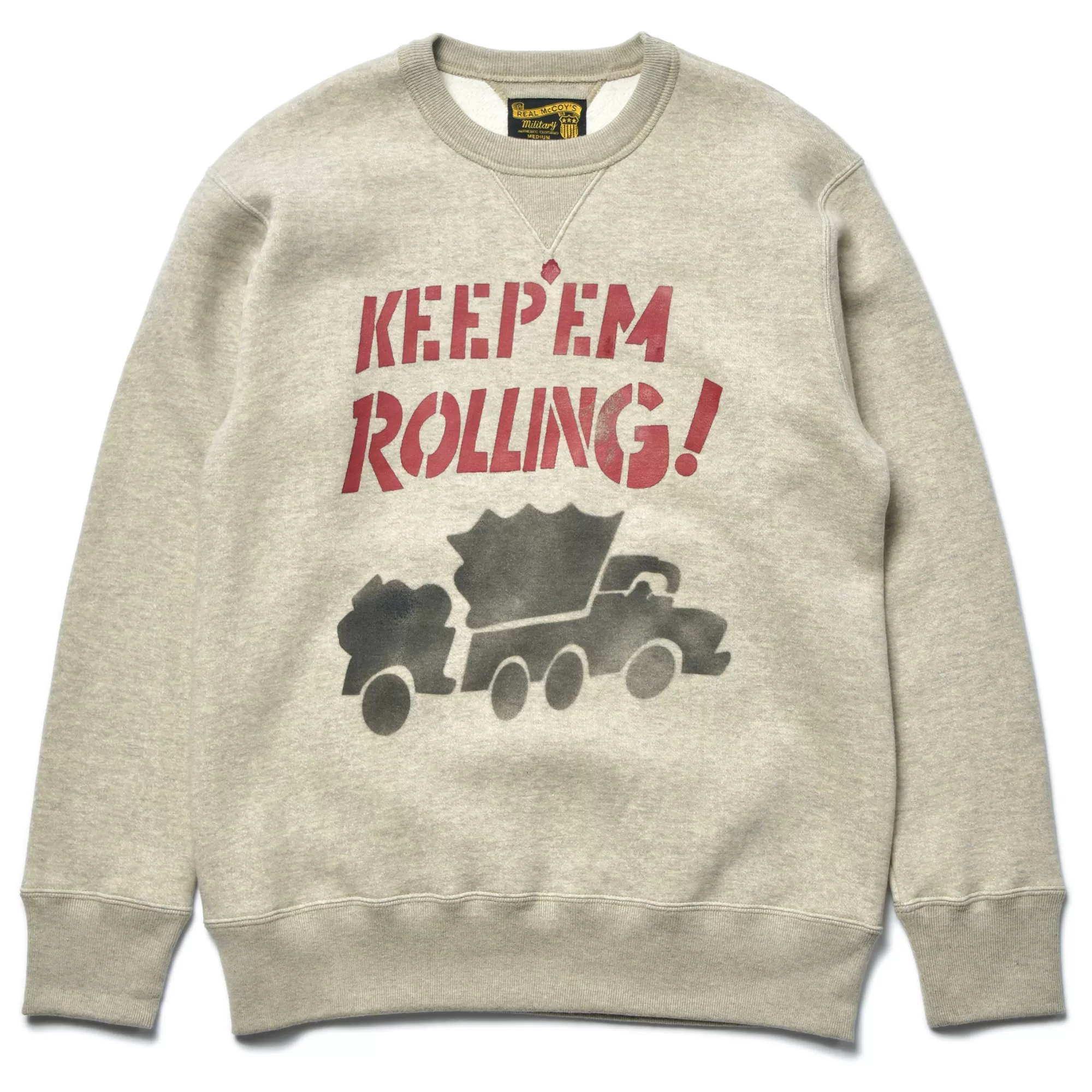 The Real McCoy's Sweatshirts^Military Print Sweatshirt/Red Ball Highway 013 OATMEAL