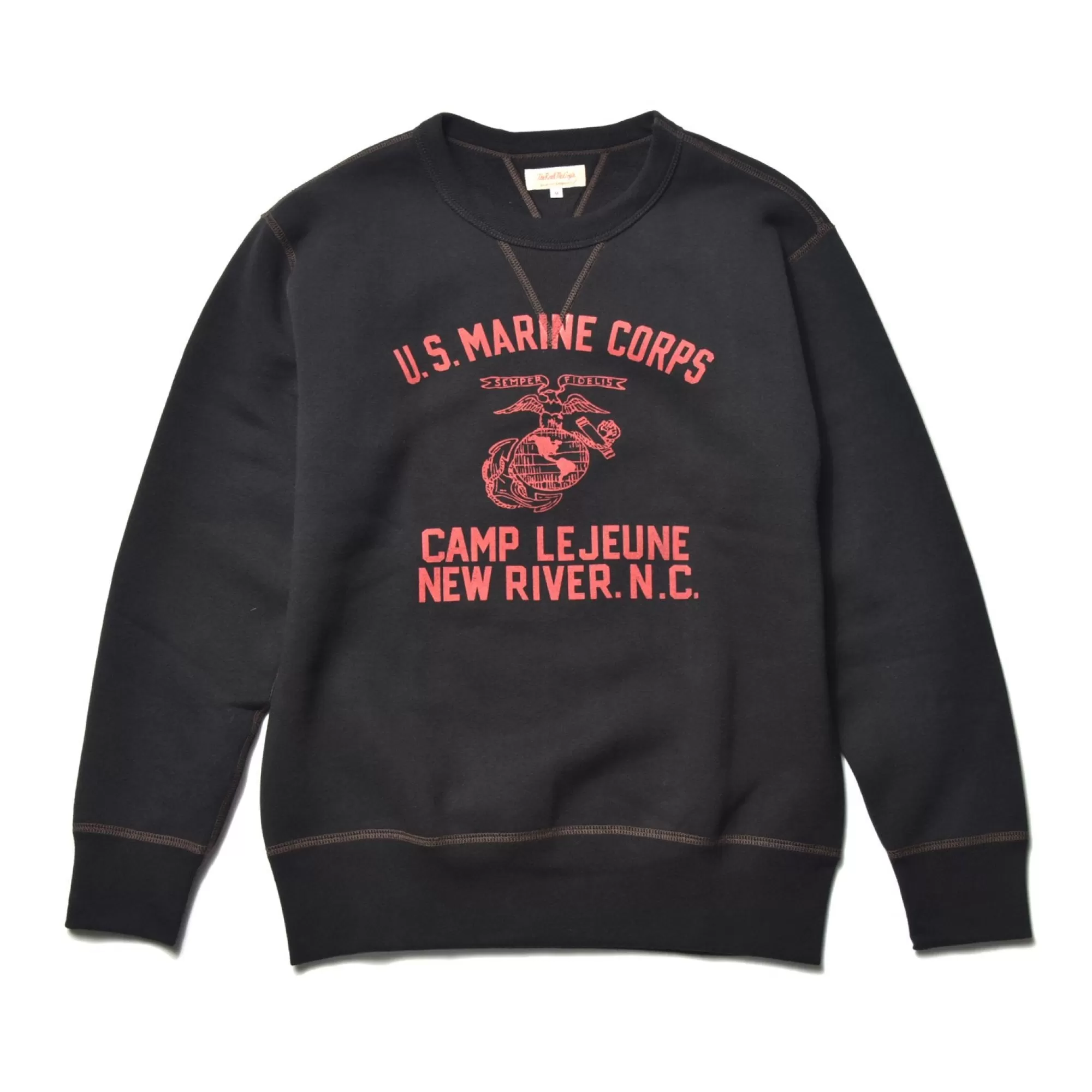 The Real McCoy's Sweatshirts^Military Print Sweatshirt/Usmc Camp Lejeune Black