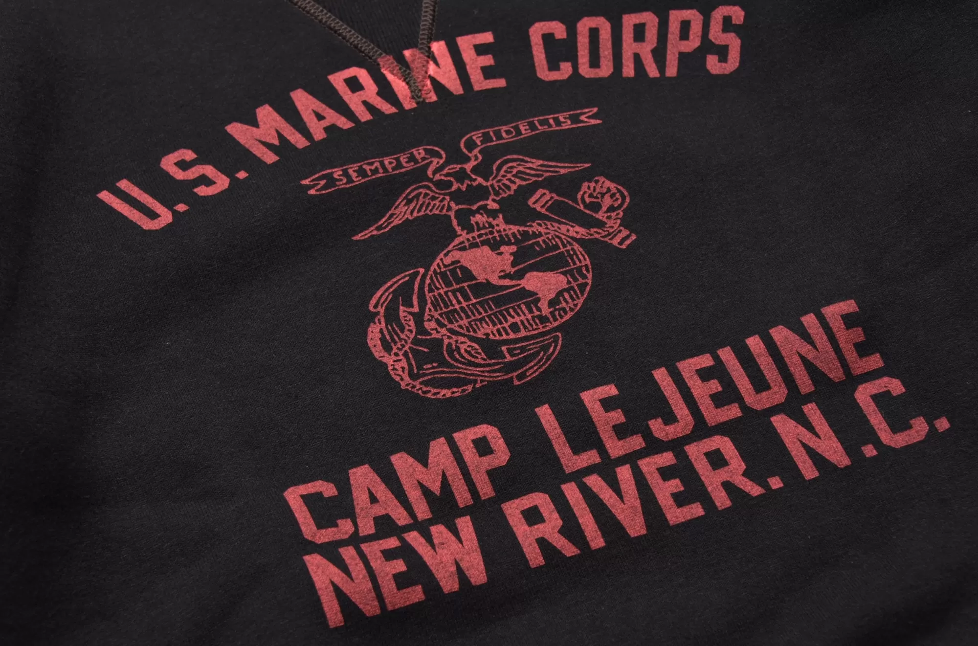 The Real McCoy's Sweatshirts^Military Print Sweatshirt/Usmc Camp Lejeune Black