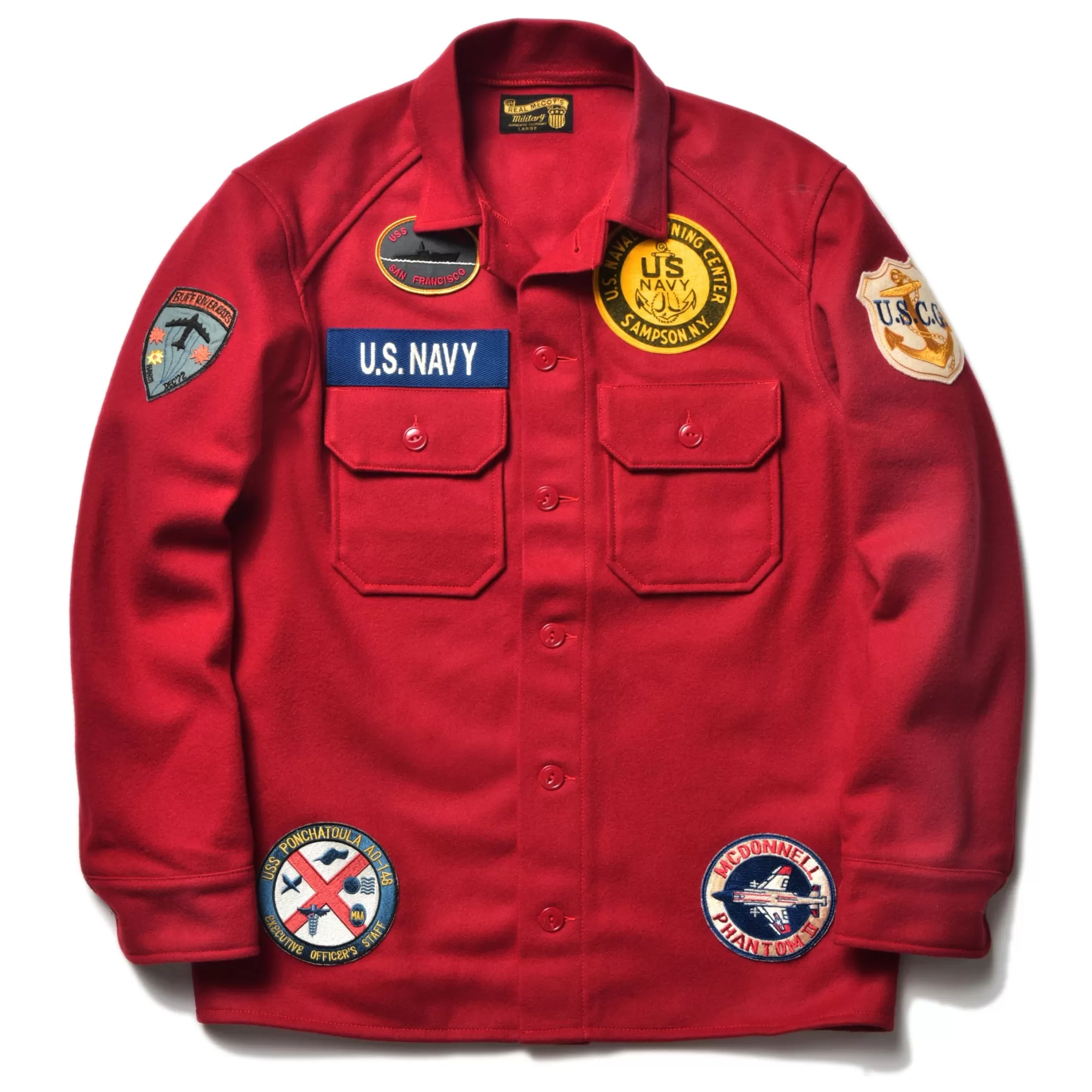 The Real McCoy's Shirts^Military Souvenir Wool Shirt/U.S. Navy Red