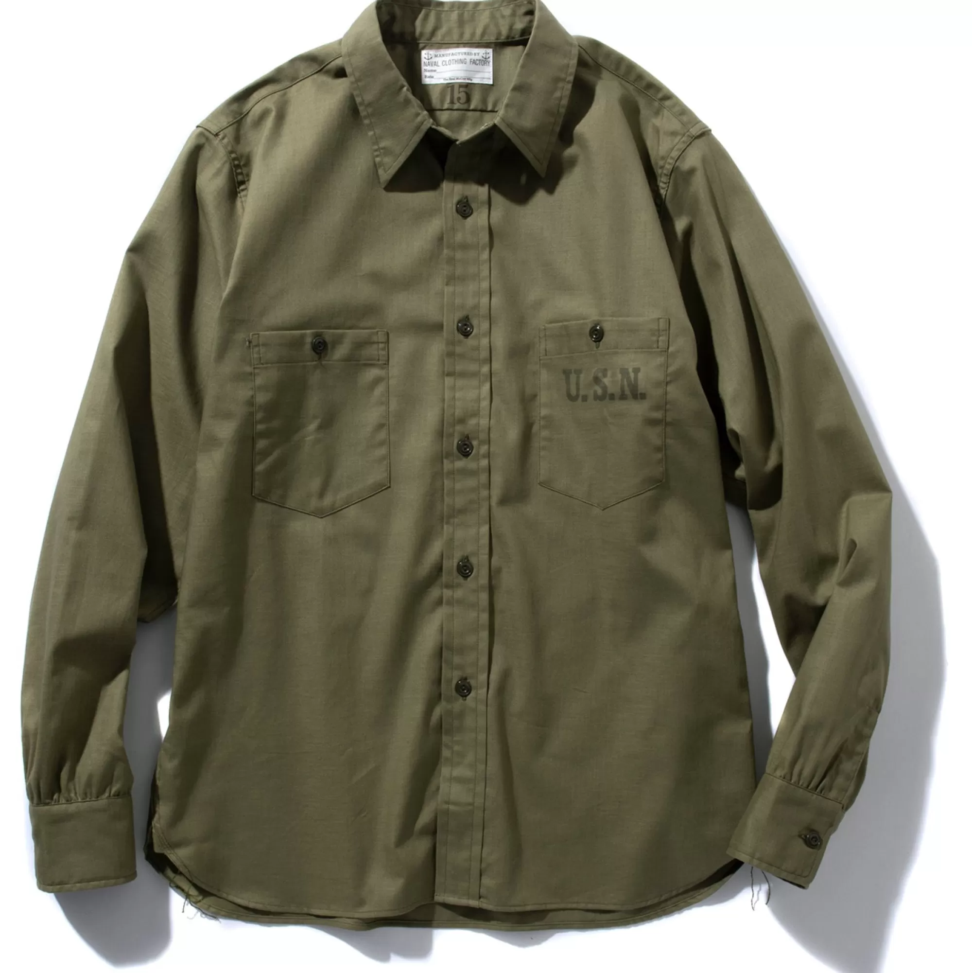 The Real McCoy's Shirts^N-3 Utility Shirt L/S (Stencil) 150 Olive (Stencil)