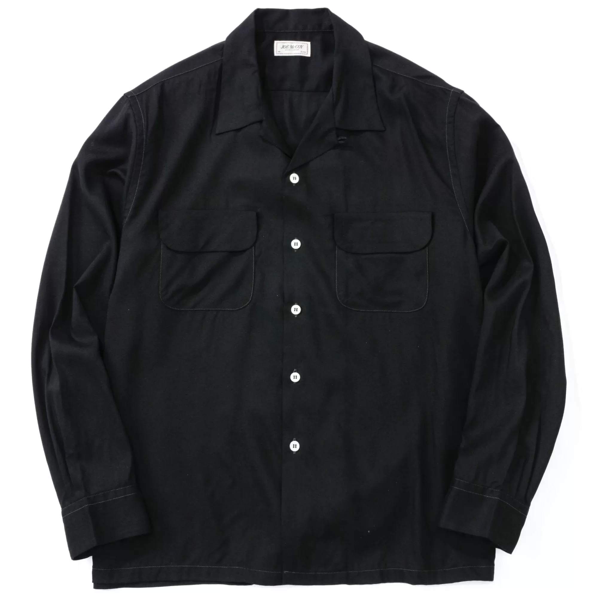 The Real McCoy's Shirts^Open Collar Rayon Shirt Black