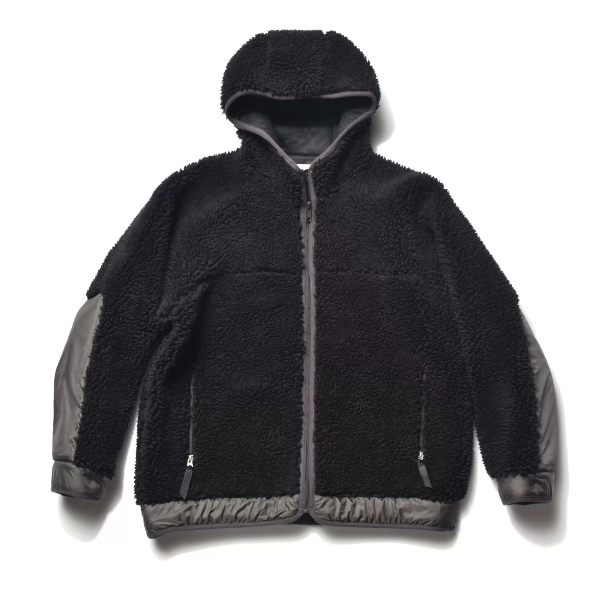 The Real McCoy's Recreation^Outdoor Wool Pile Hooded Jacket Black