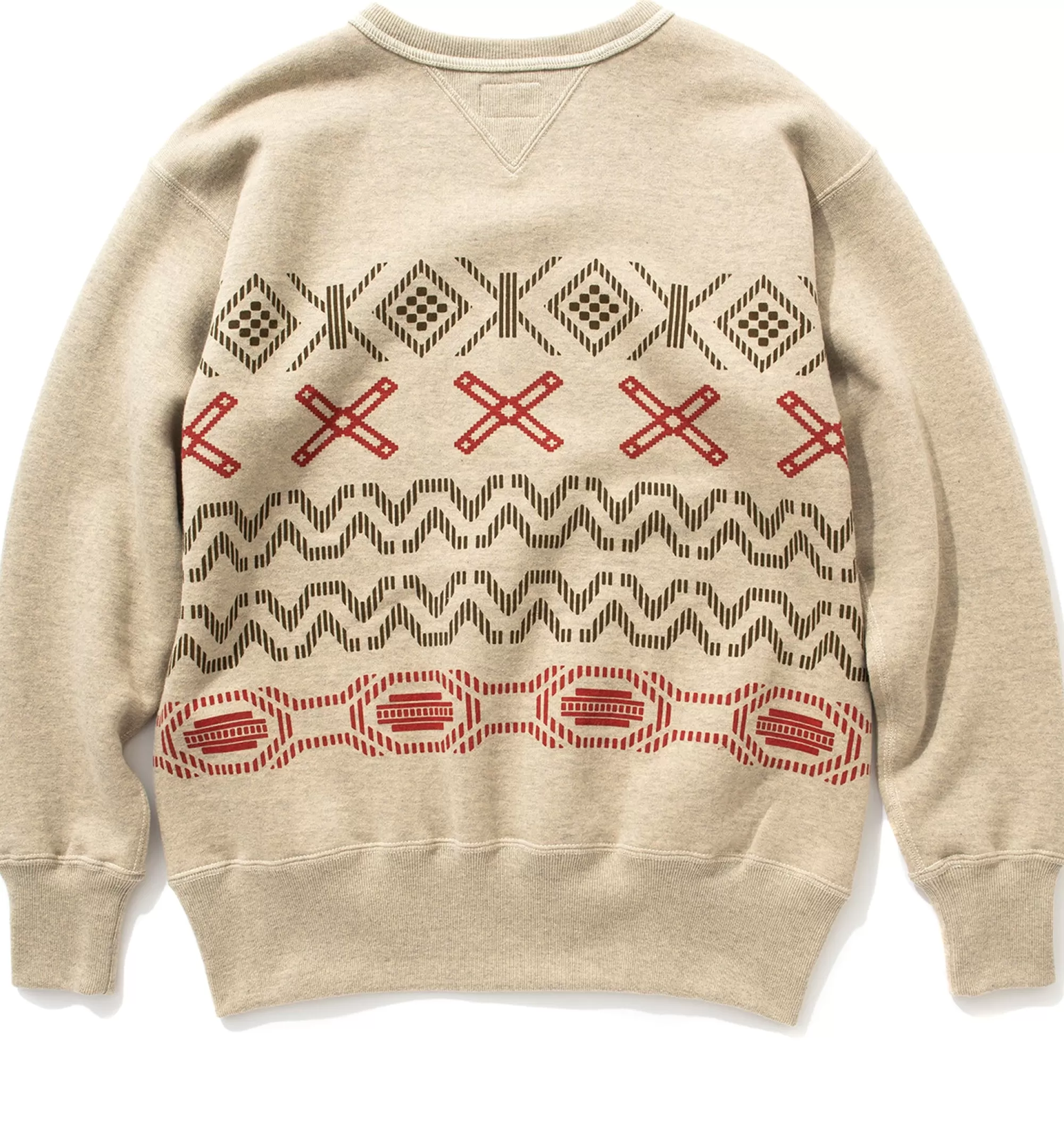 The Real McCoy's Sweatshirts^Printed Native Pattern Sweatshirt Oatmeal