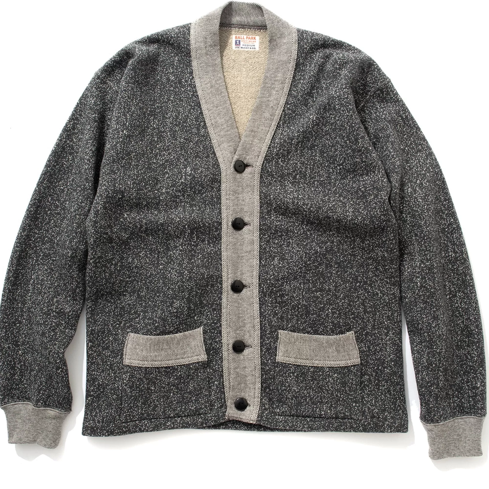 The Real McCoy's Sweatshirts^Salt & Pepper Cotton Cardigan Grey