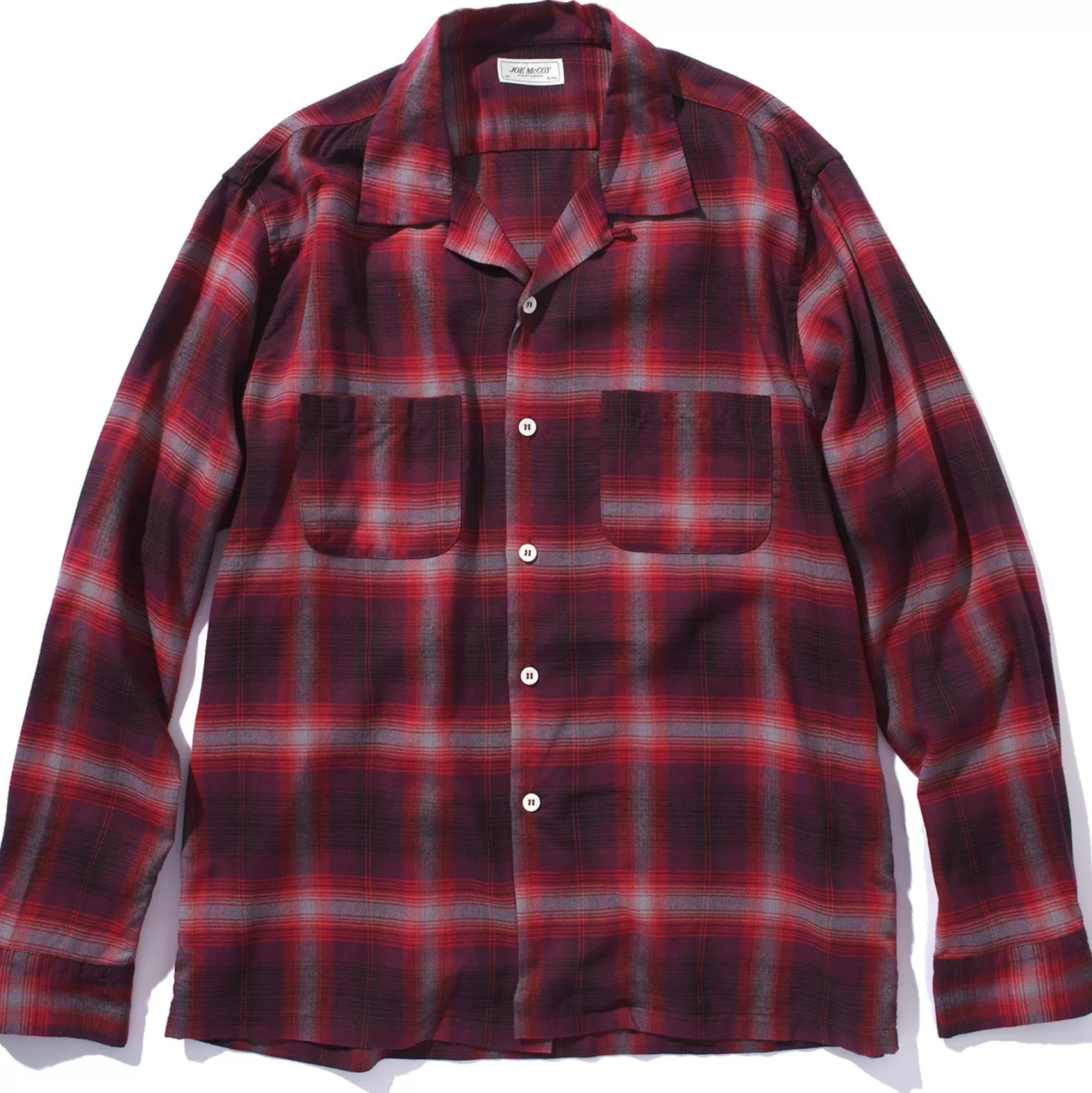 The Real McCoy's Shirts^Shadow Check Rayon Shirt Crimson