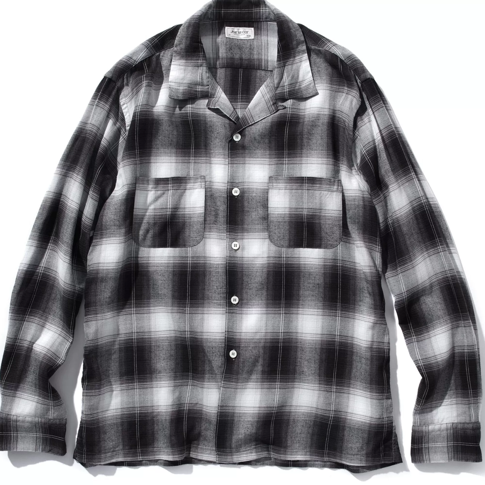 The Real McCoy's Shirts^Shadow Check Rayon Shirt Silver Grey