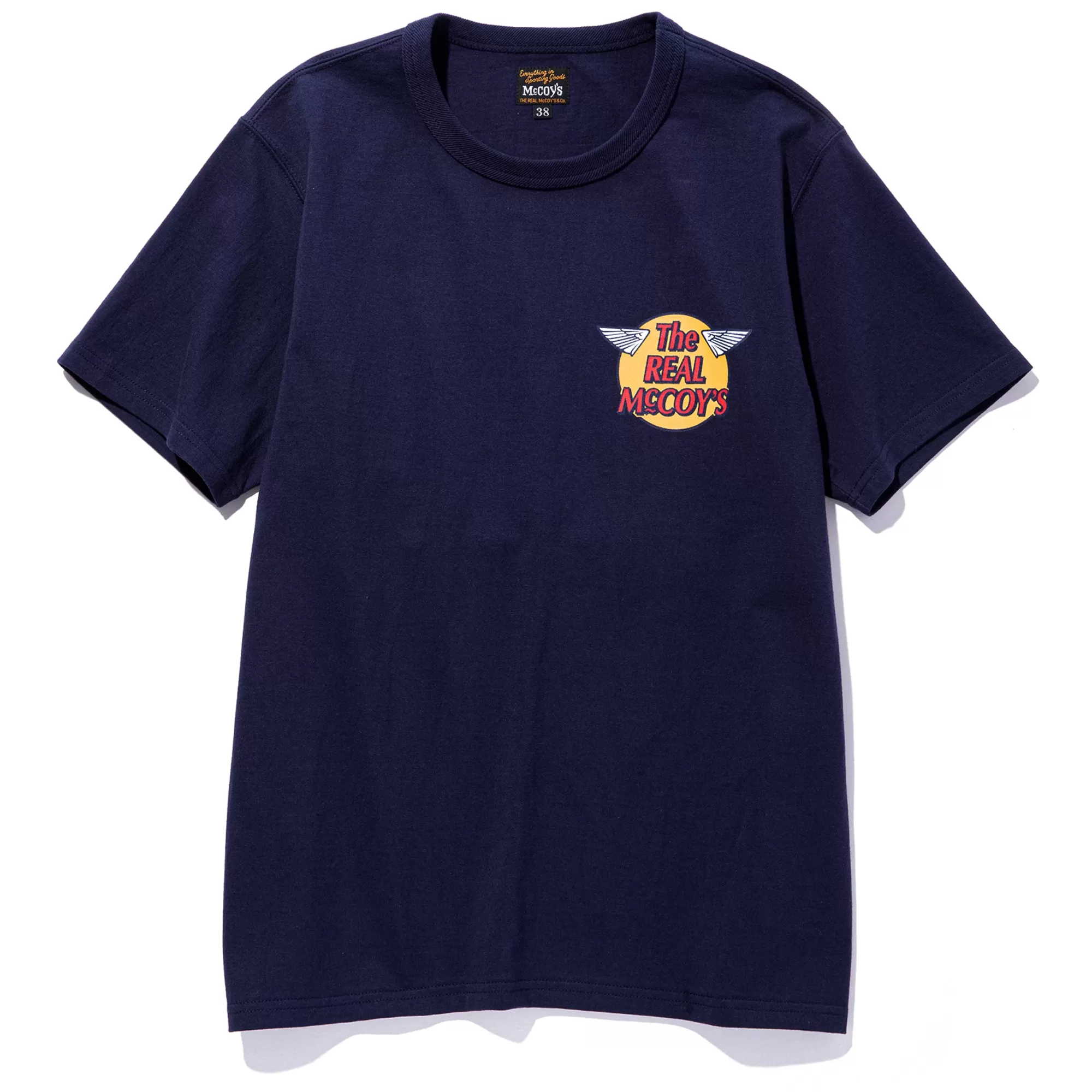 The Real McCoy's Print T-Shirts^ Logo Tee S/S Navy