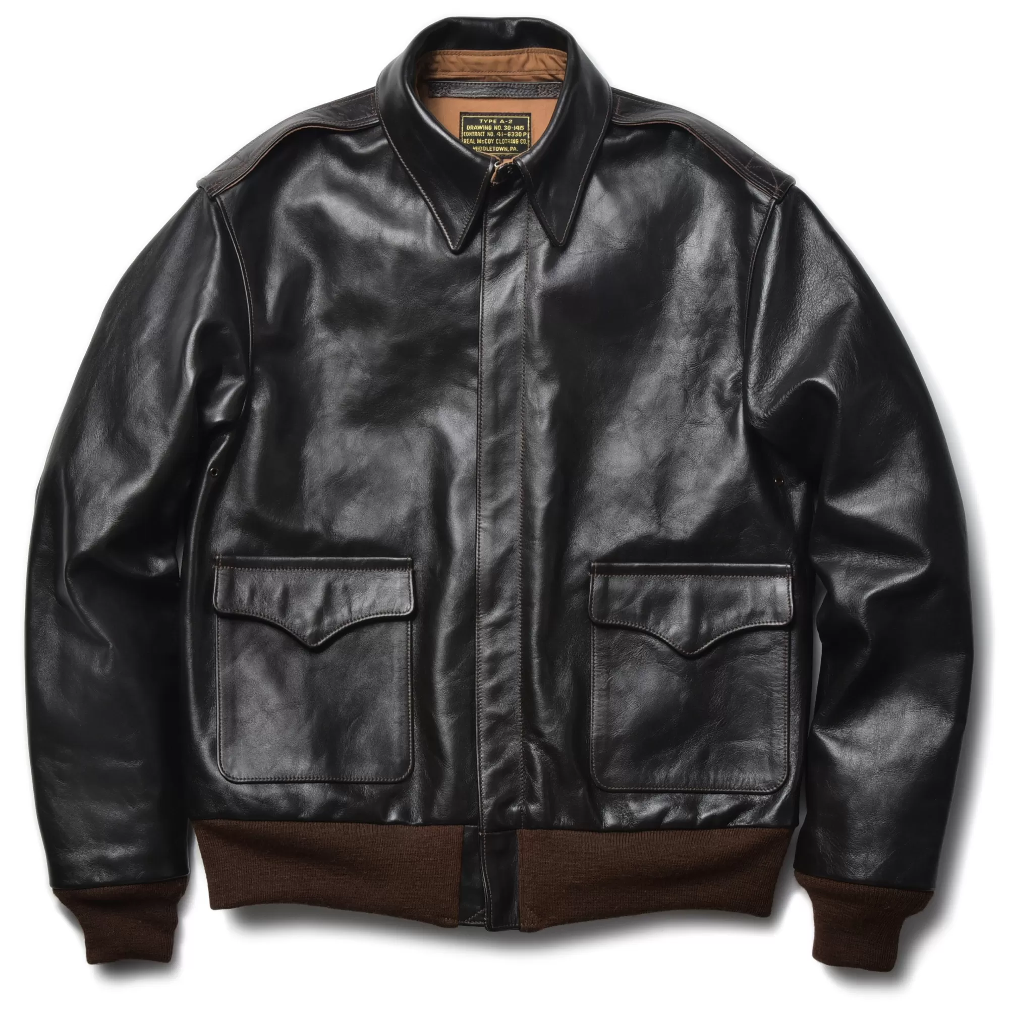 The Real McCoy's Leather^Type A-2 Real Mccoy Mfg. Co. (Model 220) 051 Seal Brown