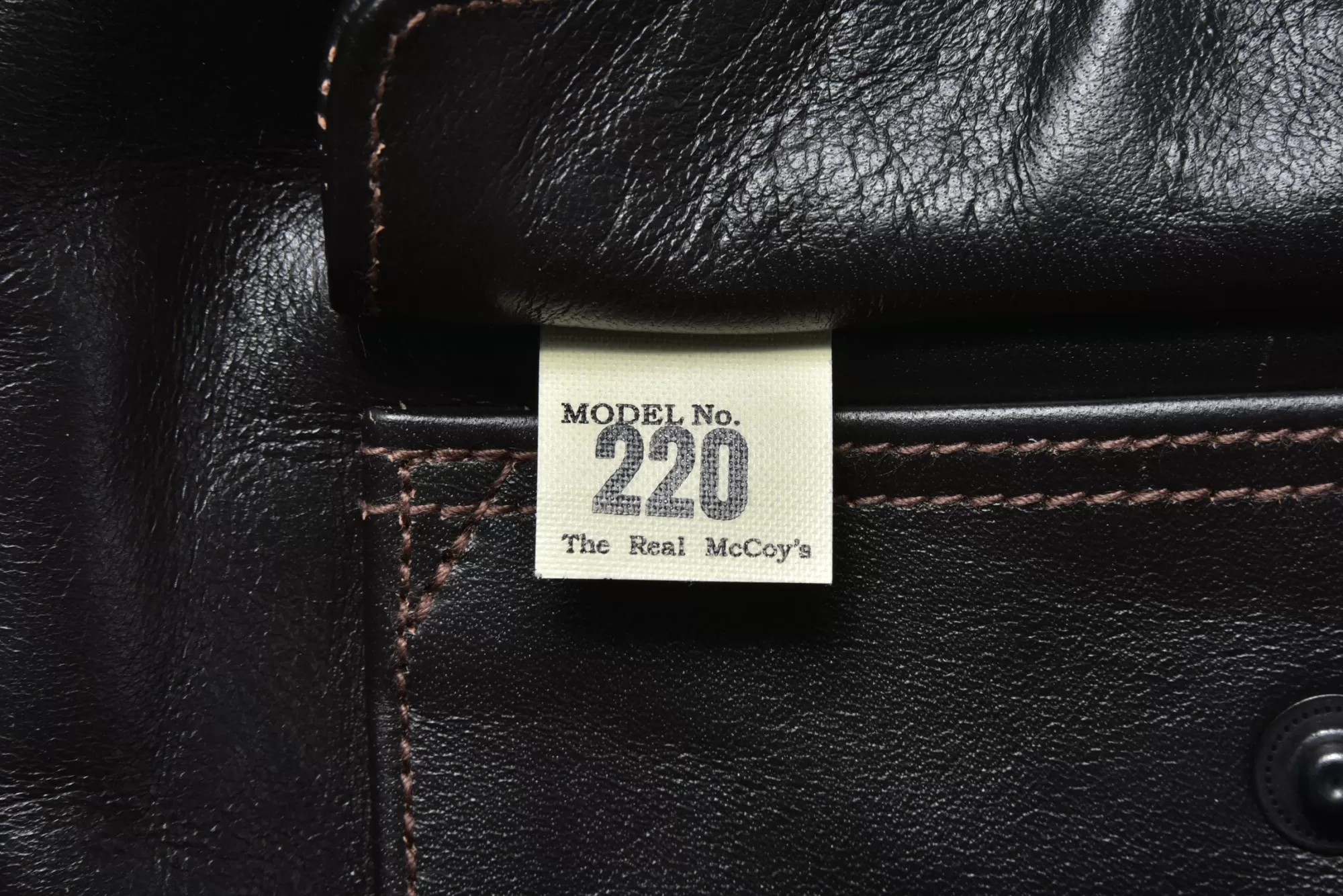 The Real McCoy's Leather^Type A-2 Real Mccoy Mfg. Co. (Model 220) 051 Seal Brown