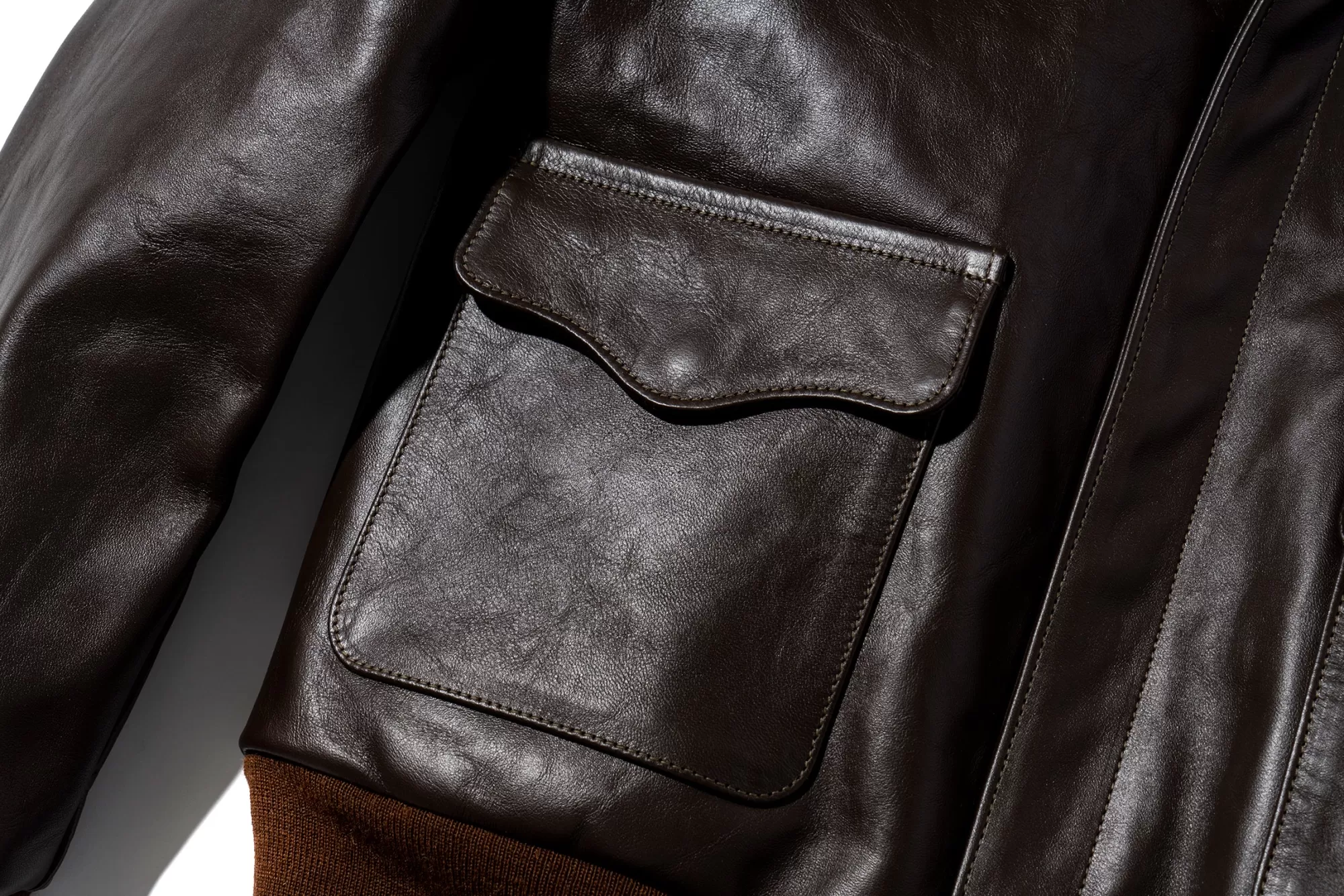 The Real McCoy's Leather^Type A-2 Rough Wear Clothing Co. 051 Seal Brown
