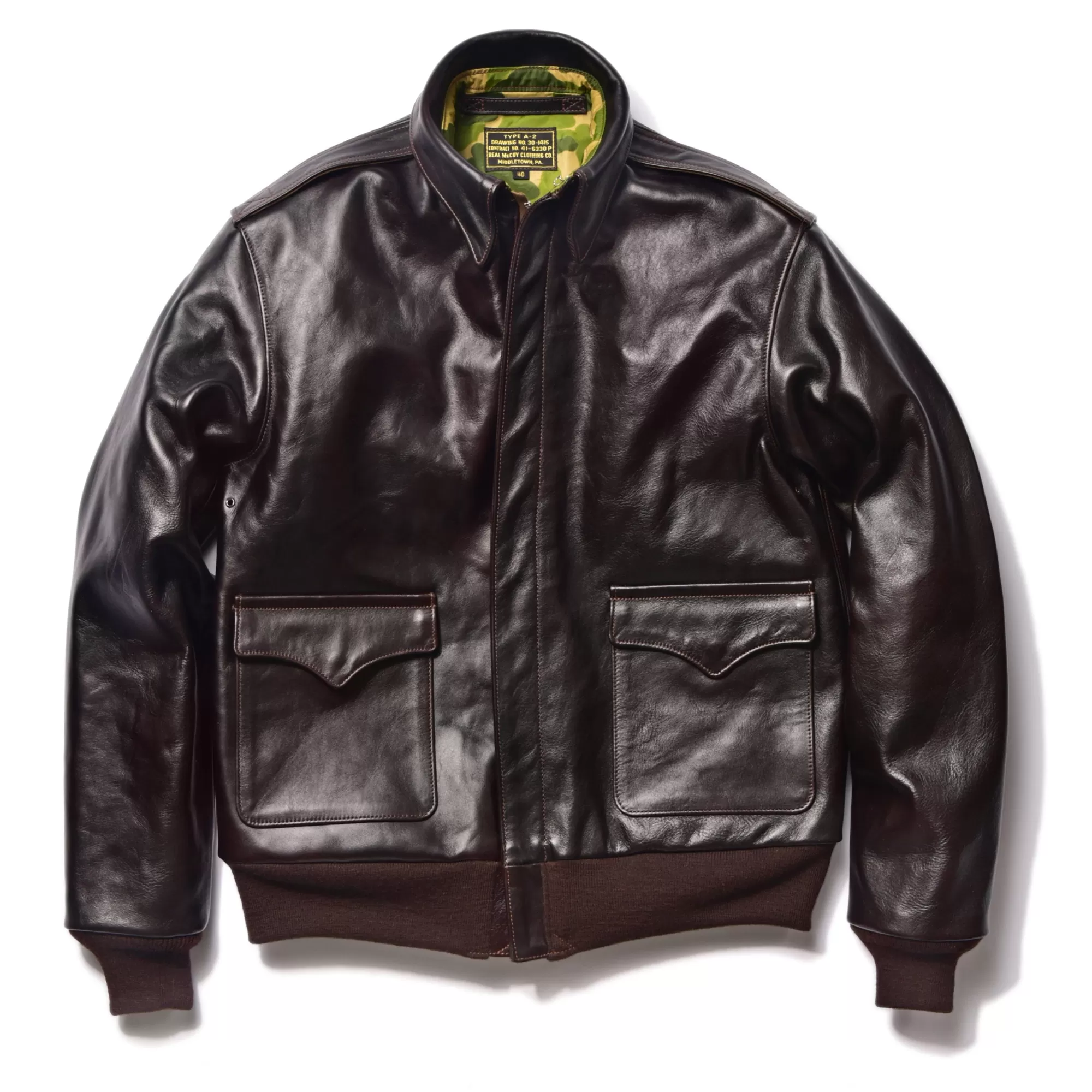 The Real McCoy's Leather^Type A-2/Parachute Camouflage Lining Sealbrown