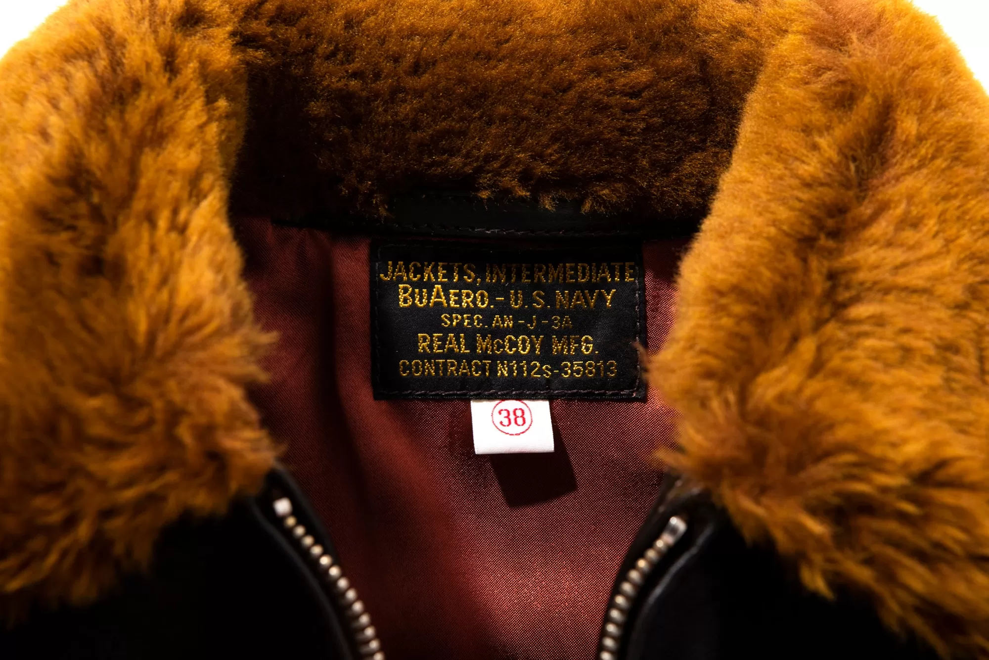 The Real McCoy's Leather^Type An-J-3A Real Mccoy Mfg. Co. Seal Brown