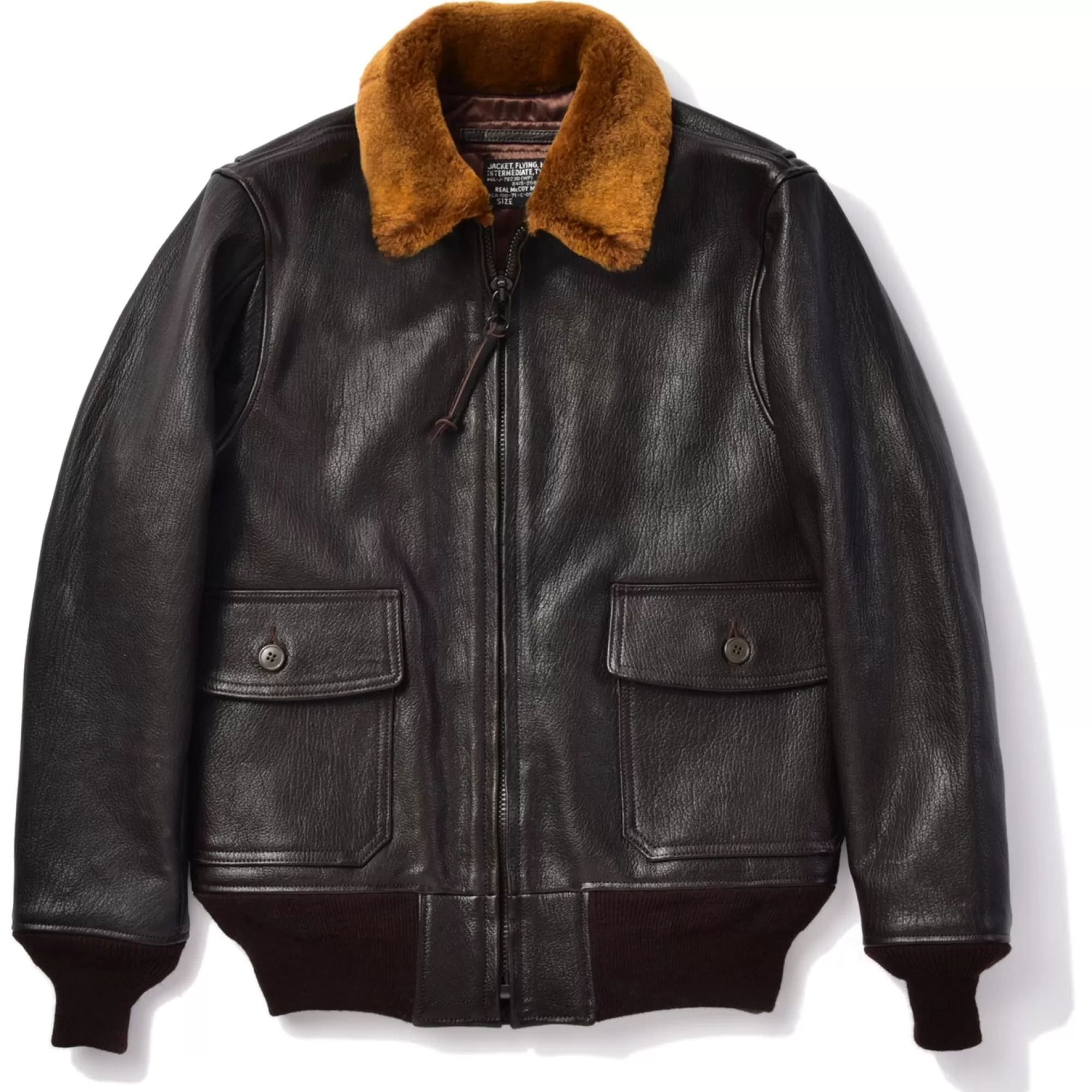 The Real McCoy's Leather^Type G-1 Real Mccoy Mfg. Co. Mil-J-7823 Brown