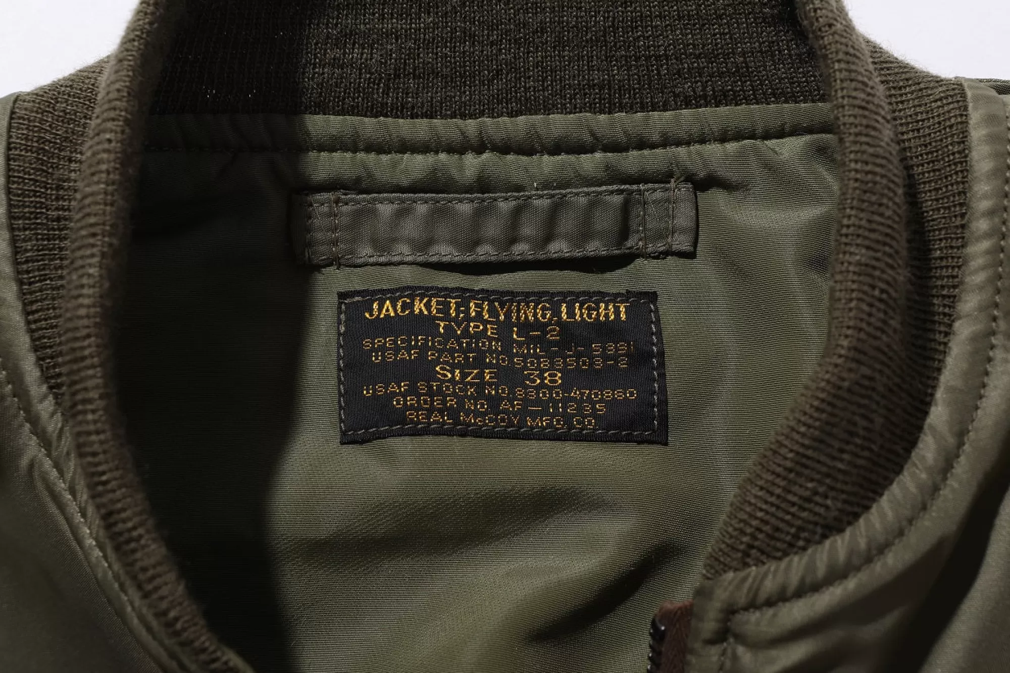 The Real McCoy's Military^Type L-2 Real Mccoy Mfg. Co. 150 Olive