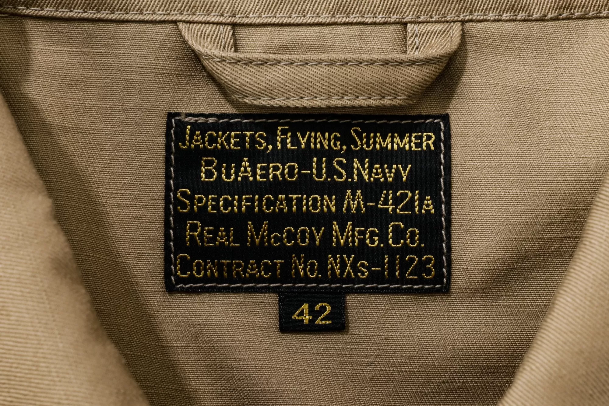 The Real McCoy's Military^Type M-421A Real Mccoy Mfg. Co. Tan