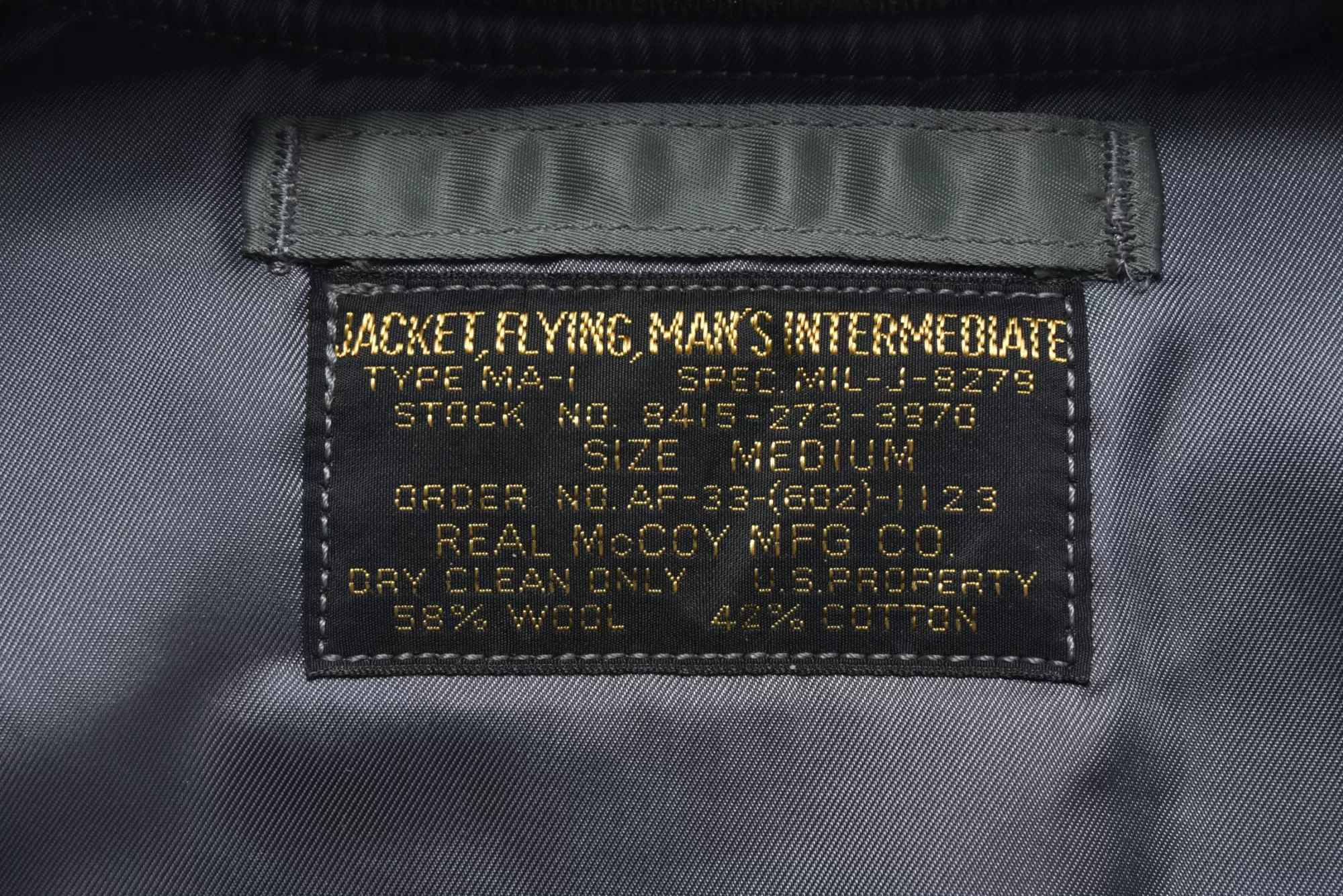 The Real McCoy's Military^Type Ma-1 Real Mccoy Mfg. Co. 154 Sage Green