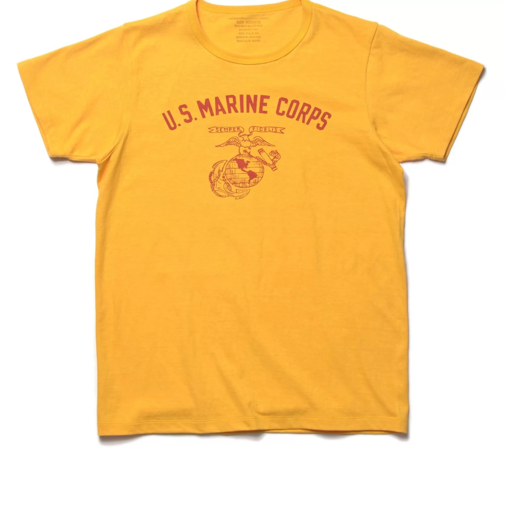 The Real McCoy's Print T-Shirts^Undershirt Cotton Summer/U.S. Marine 60 Yellow