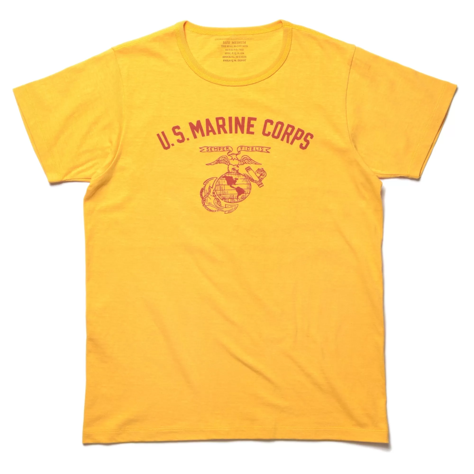 The Real McCoy's Print T-Shirts^Undershirt Cotton Summer/U.S. Marine 60 Yellow