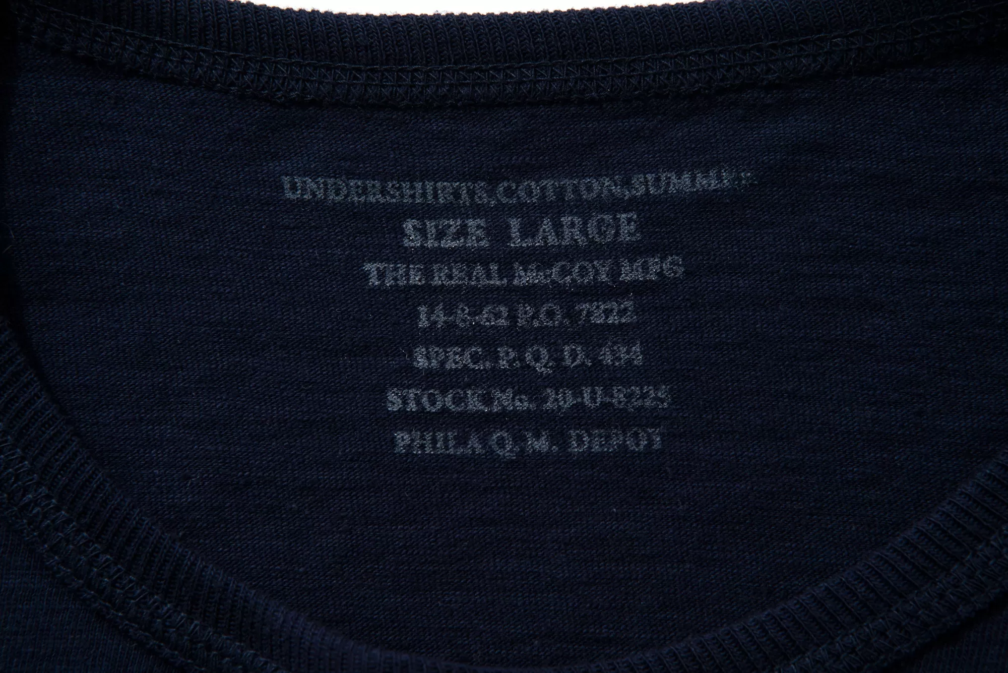 The Real McCoy's T-Shirts^Undershirts Cotton Summer 140 Navy